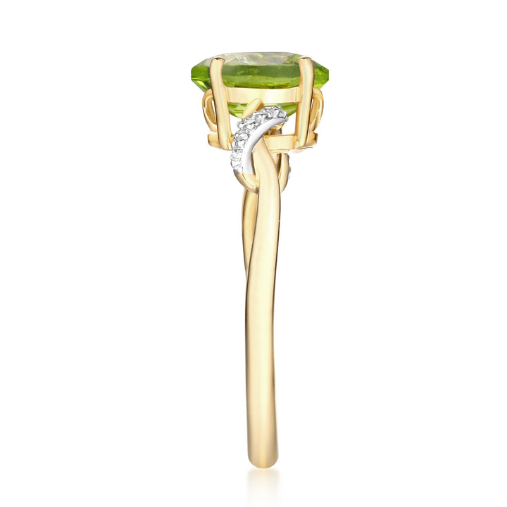 Peridot and Diamond Accent Ring in 10K Yellow Gold