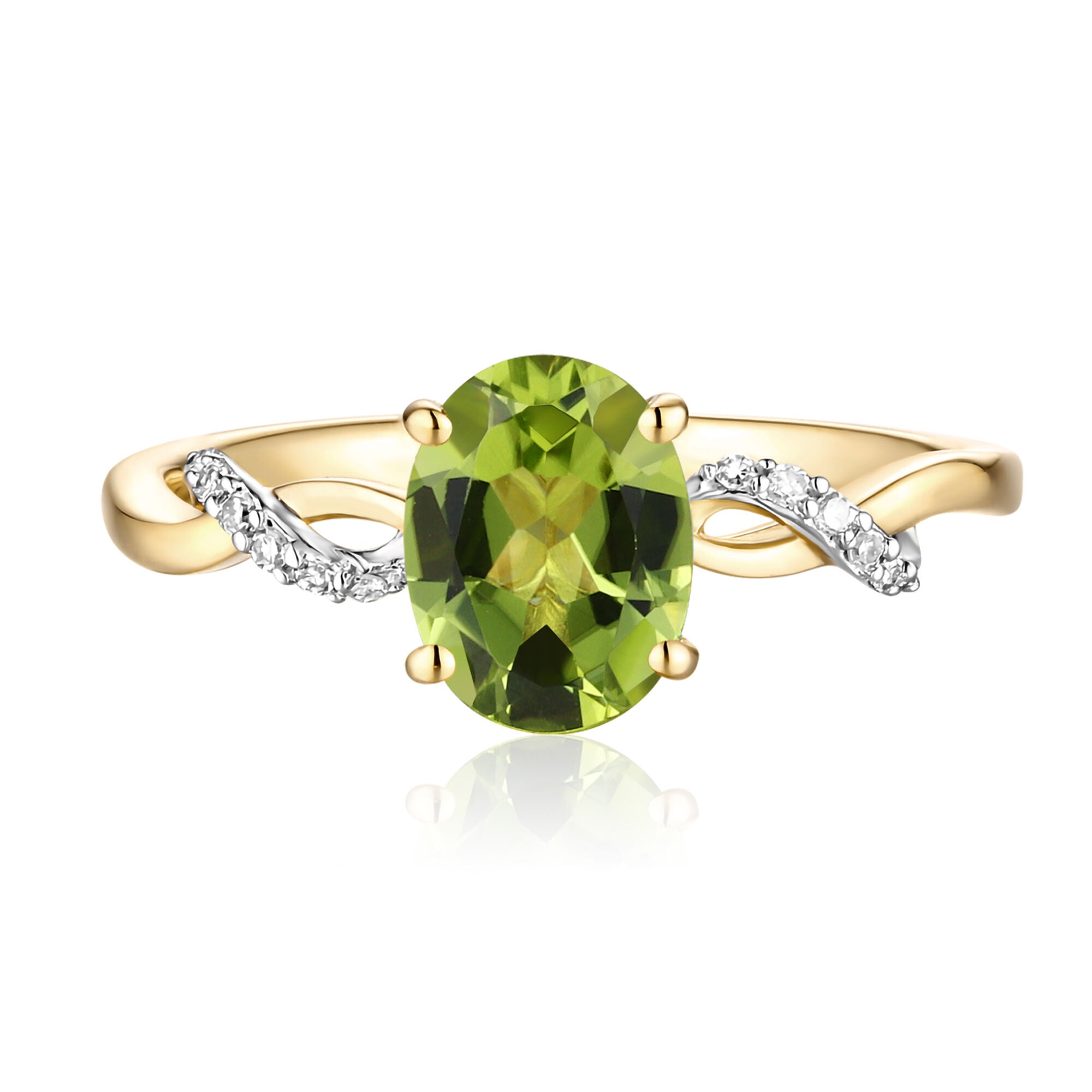 Peridot and Diamond Accent Ring in 10K Yellow Gold