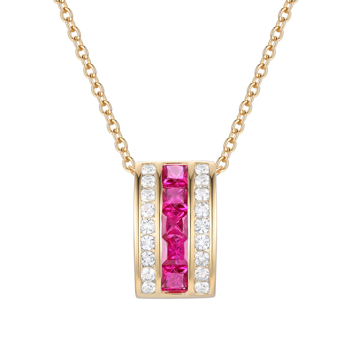 Ruby and Diamond Necklace in 10K Yellow Gold (1/5 ct. tw.)