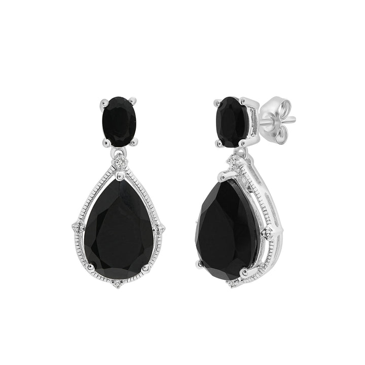 Black Onyx and Diamond Accent Earrings in Sterling Silver