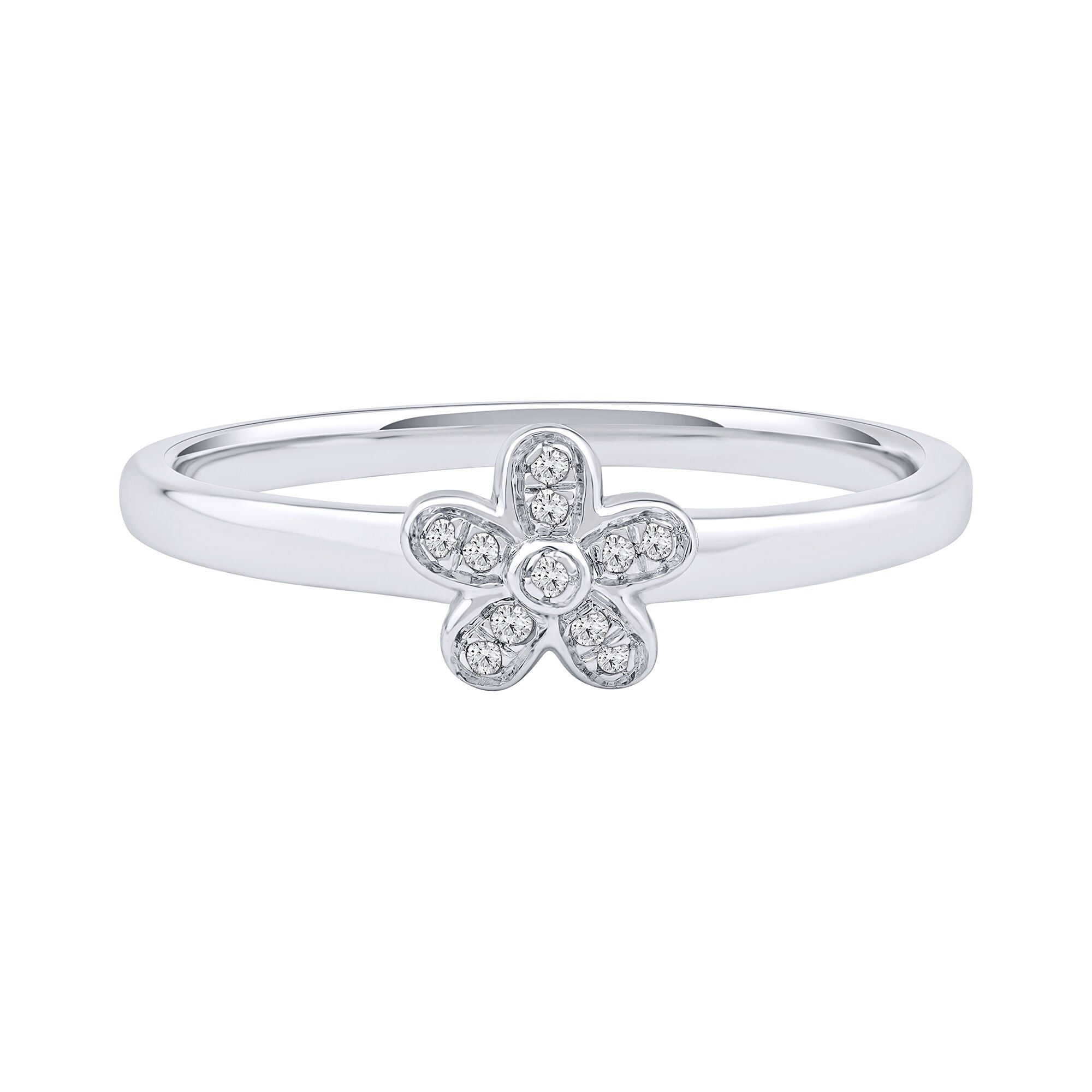 Diamond Accent Flower Ring in Sterling Silver