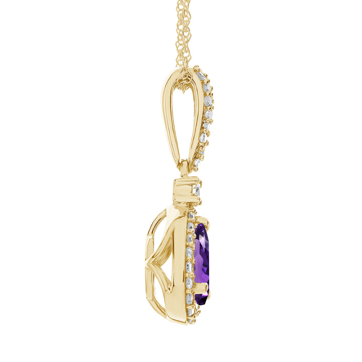 Amethyst and Diamond Pendant in 10K Yellow Gold (1/5 ct. tw.)