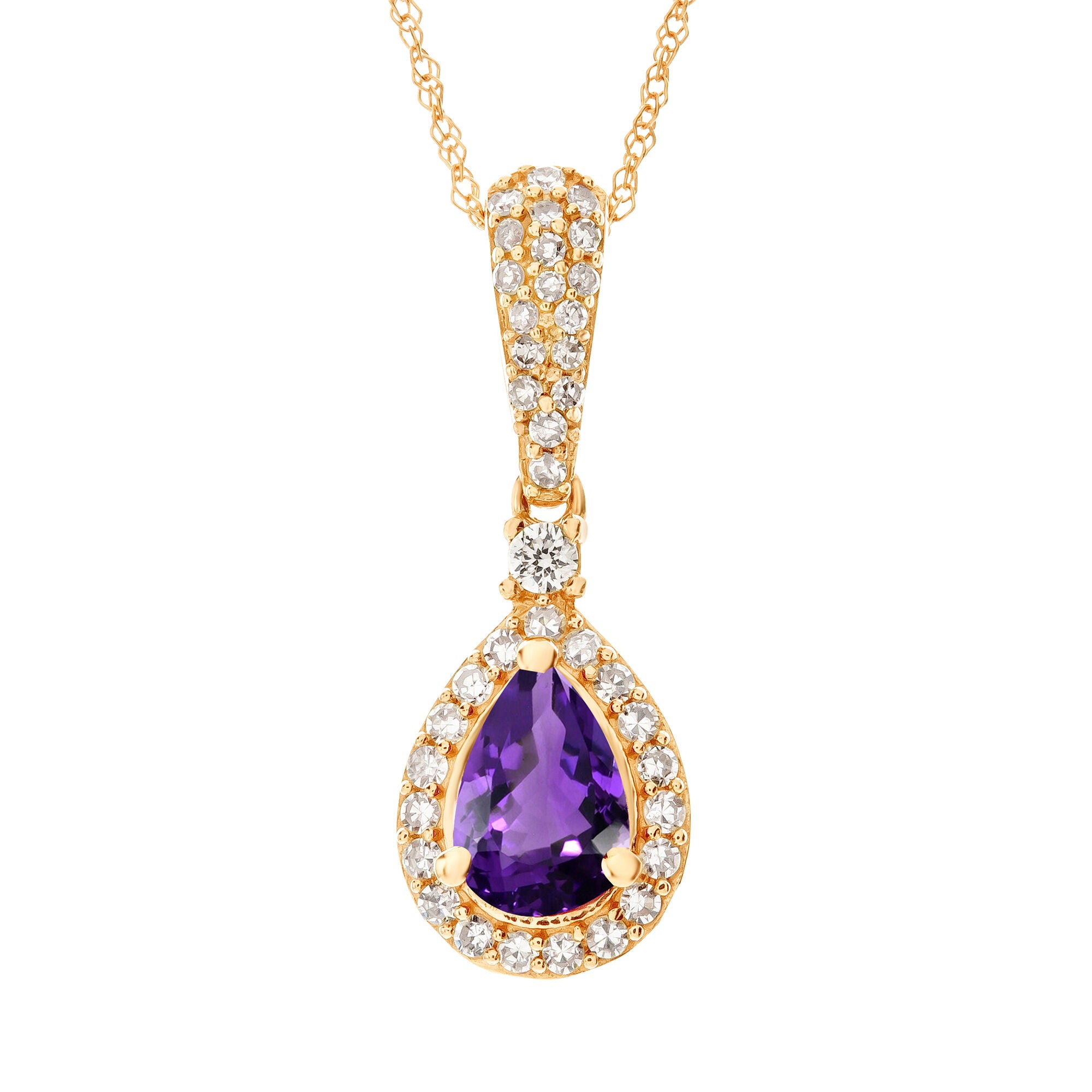 Amethyst and Diamond Pendant in 10K Yellow Gold (1/5 ct. tw.)