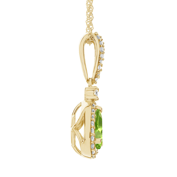 Peridot and Diamond Pendant in 10K Yellow Gold (1/5 ct. tw.)