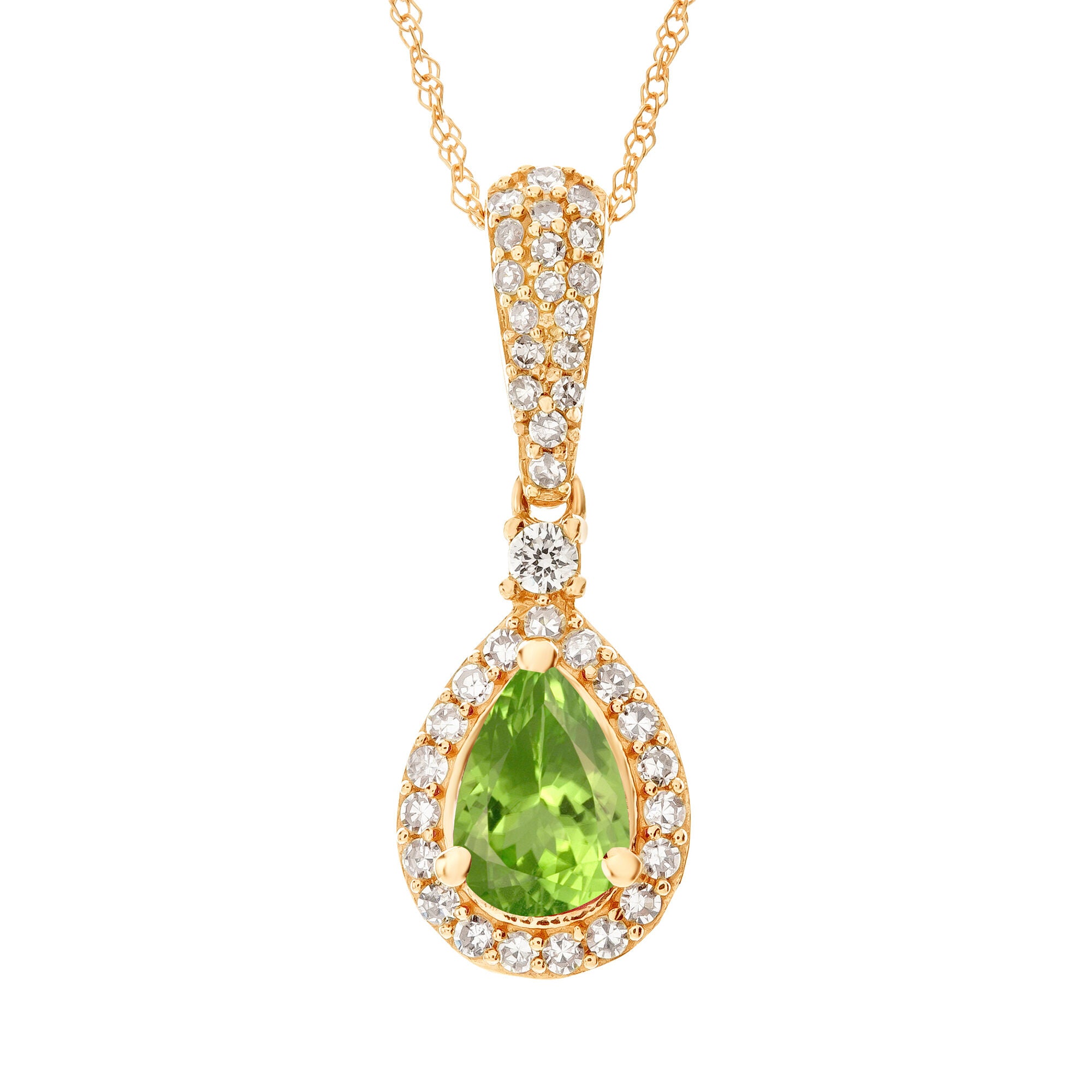 Peridot and Diamond Pendant in 10K Yellow Gold (1/5 ct. tw.)