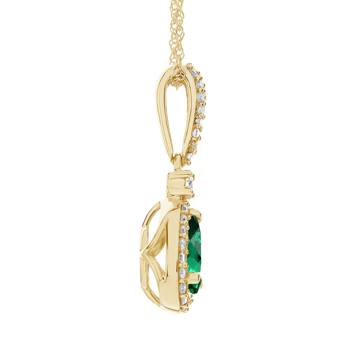 Emerald and Diamond Pendant in 10K Yellow Gold (1/5 ct. tw.)