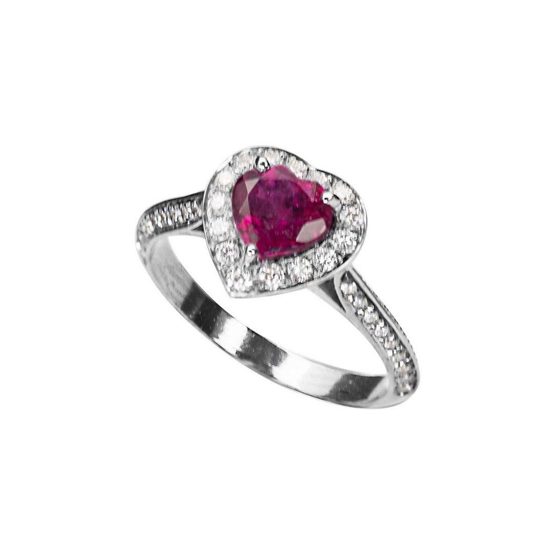 Ruby and Diamond Heart Ring