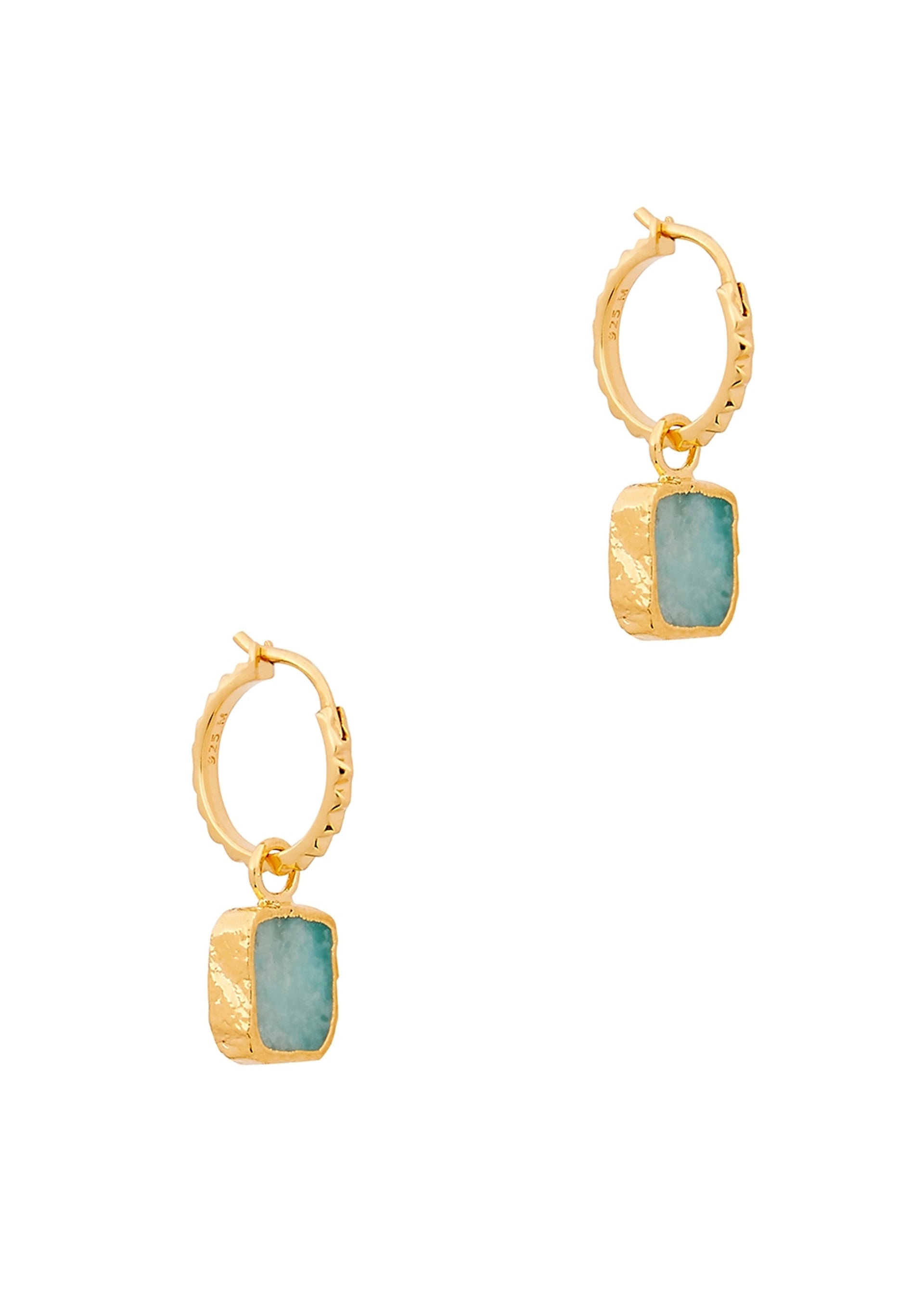 Amazonite 18kt gold vermeil hoop earrings