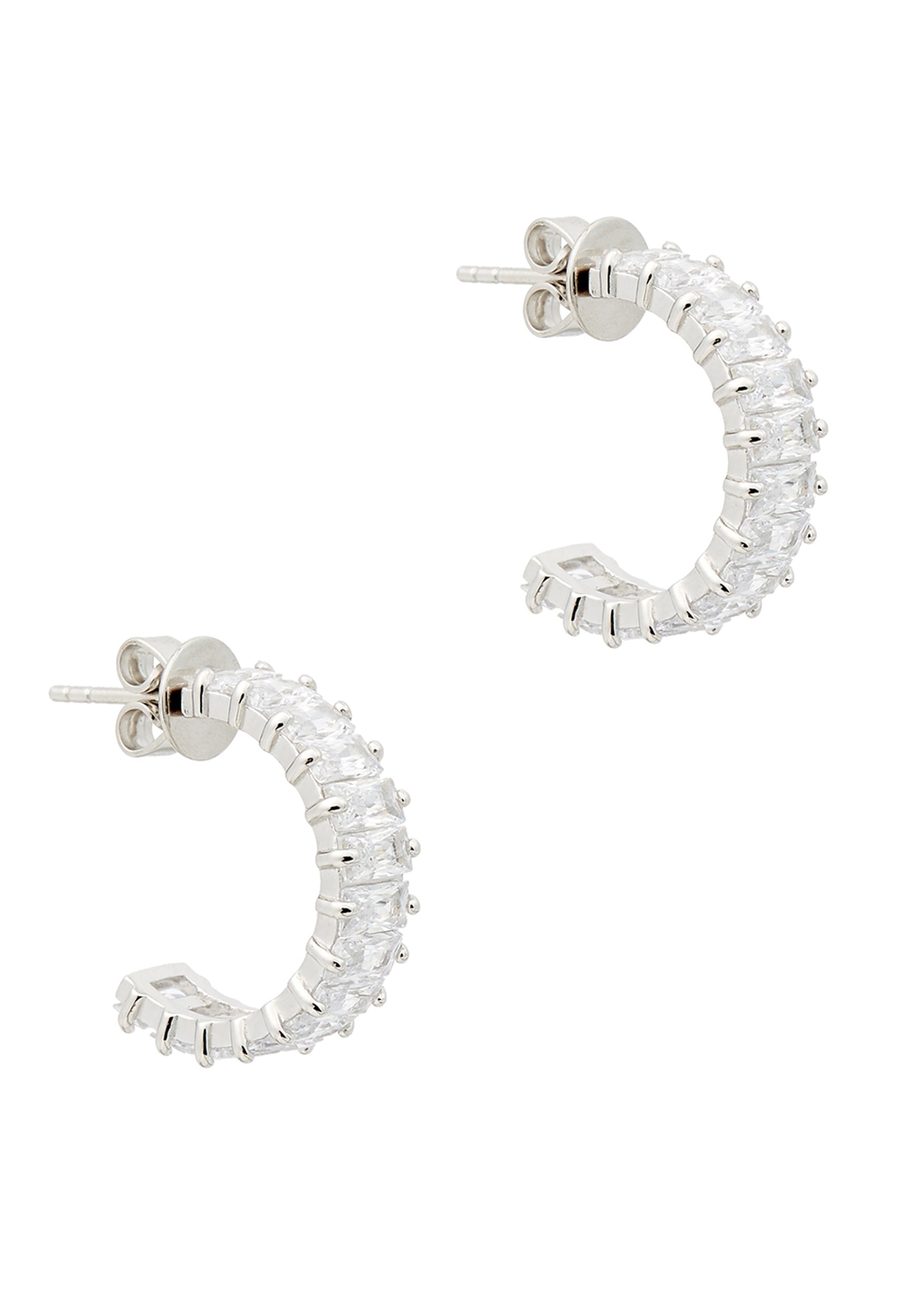 Crystal-embellished white rhodium-plated hoop earrings