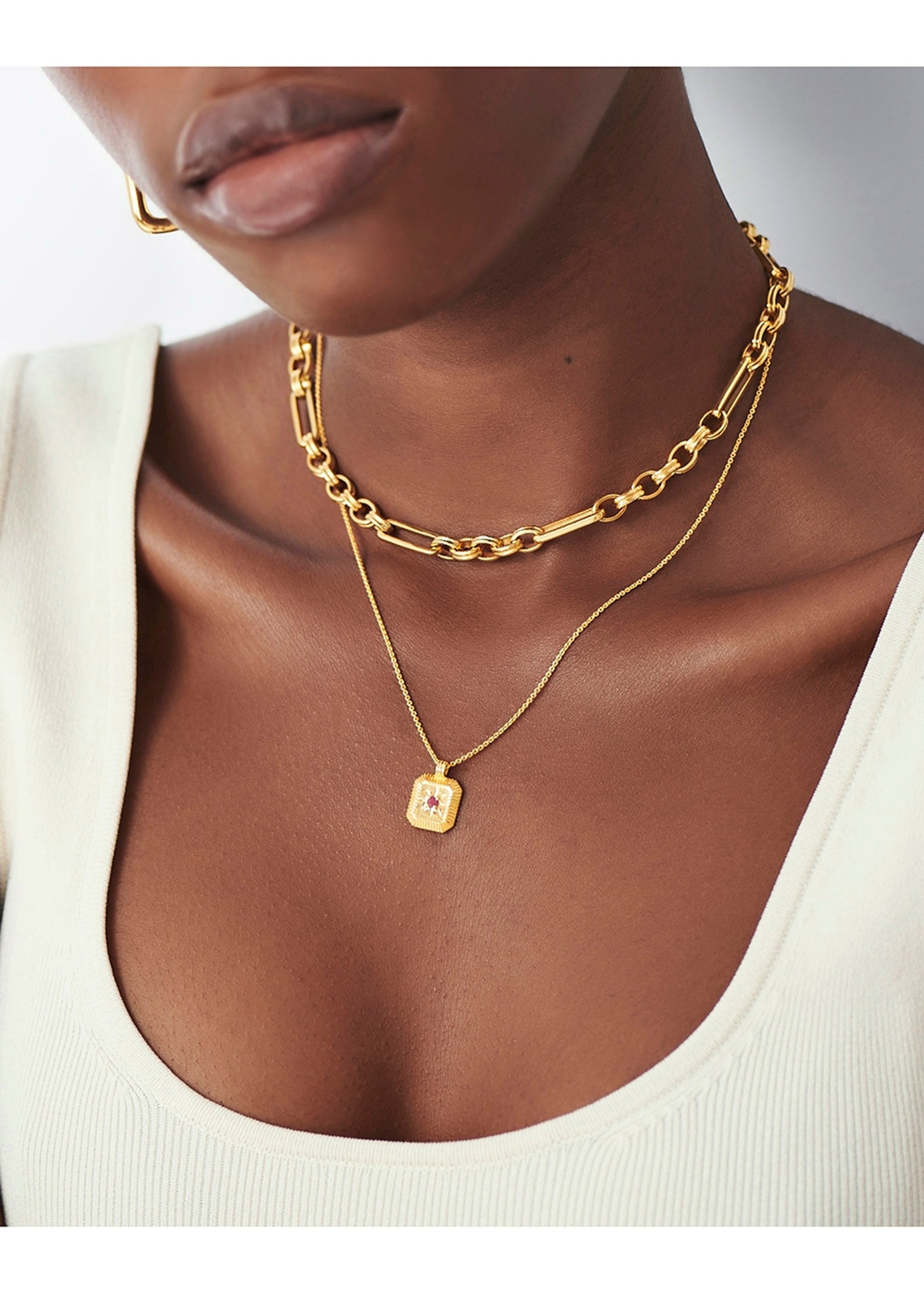 October Birthstone 18kt gold-plated necklace