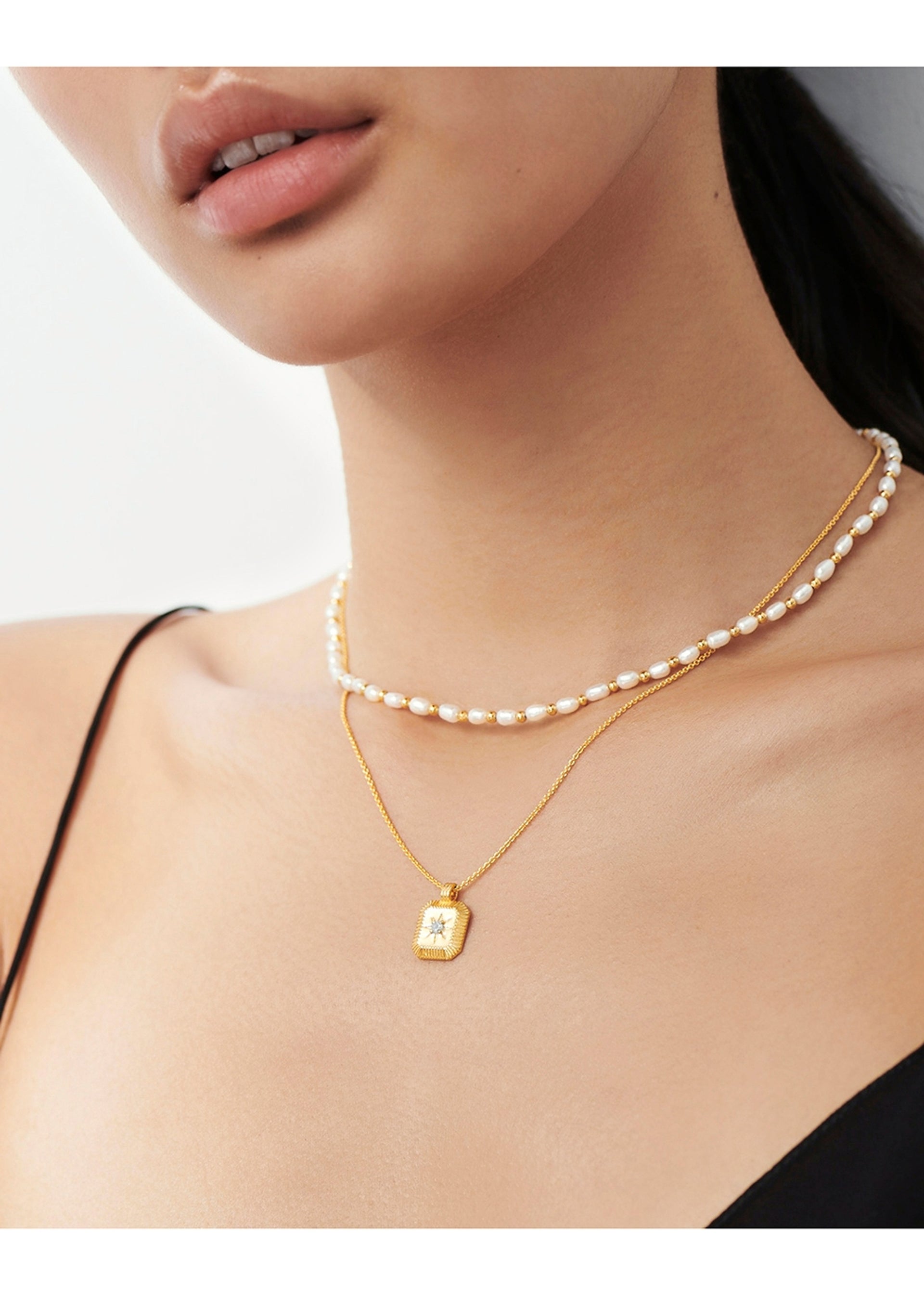 June Birthstone 18kt gold-plated necklace