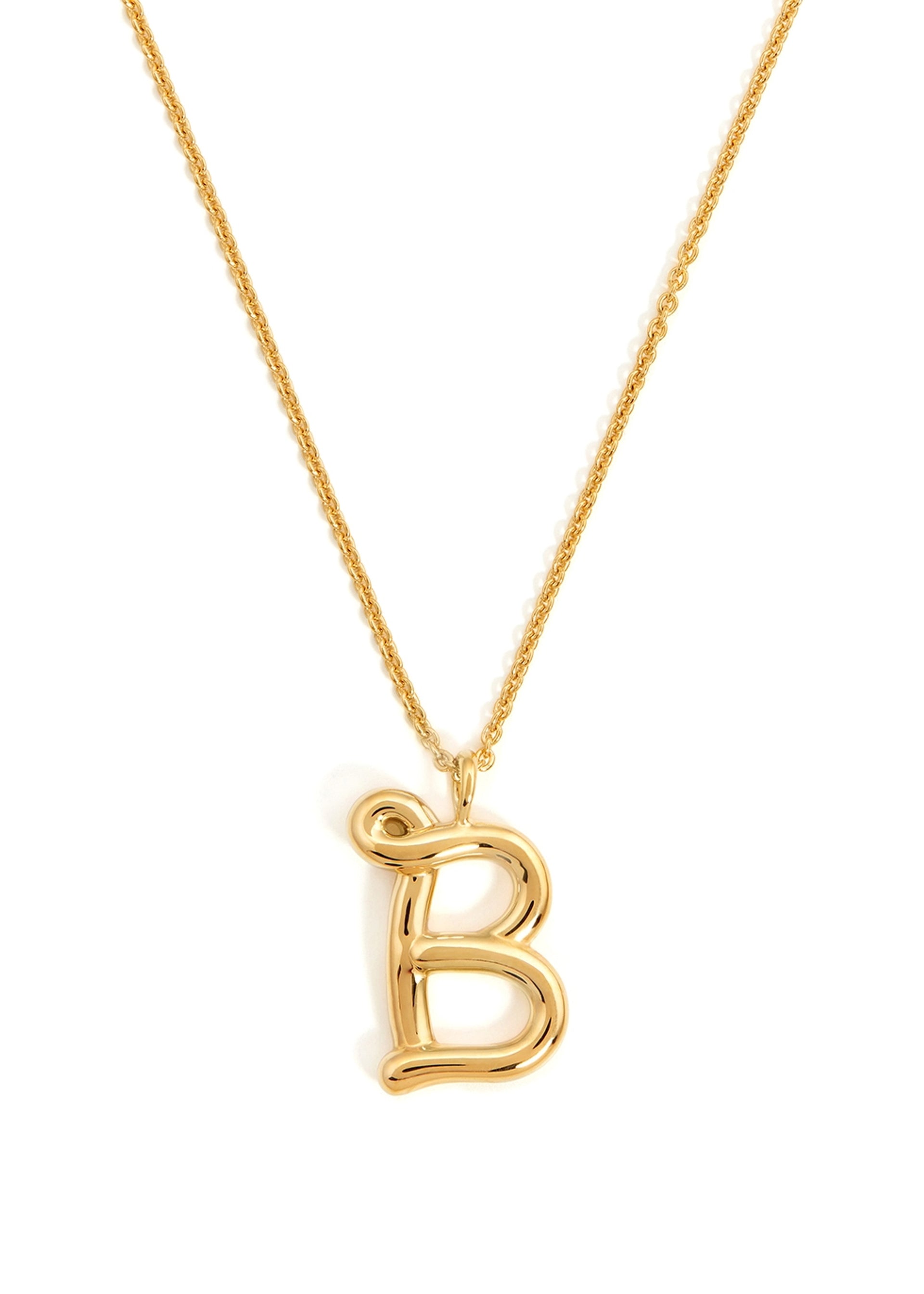 B initial 18kt gold-plated necklace