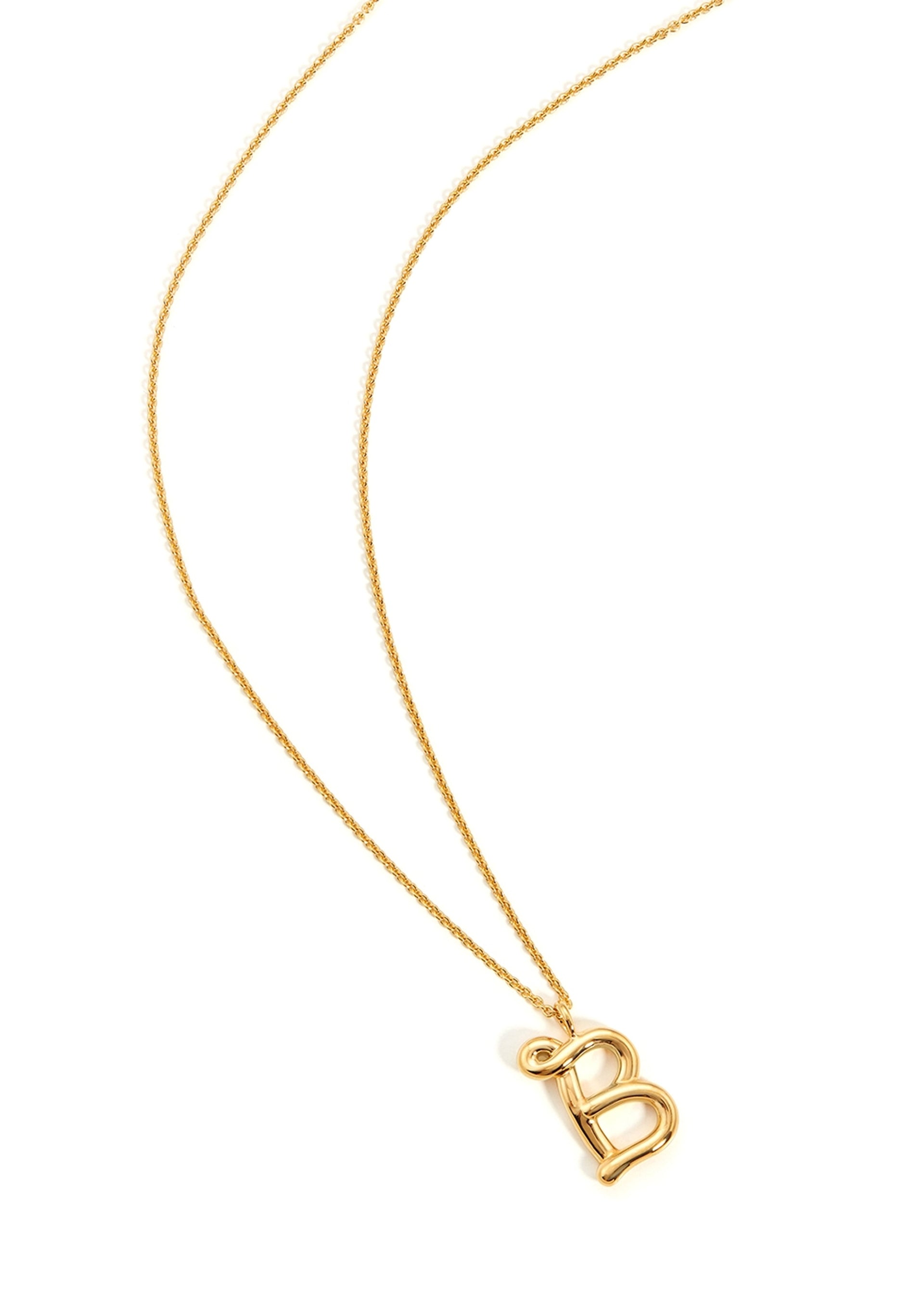 B initial 18kt gold-plated necklace