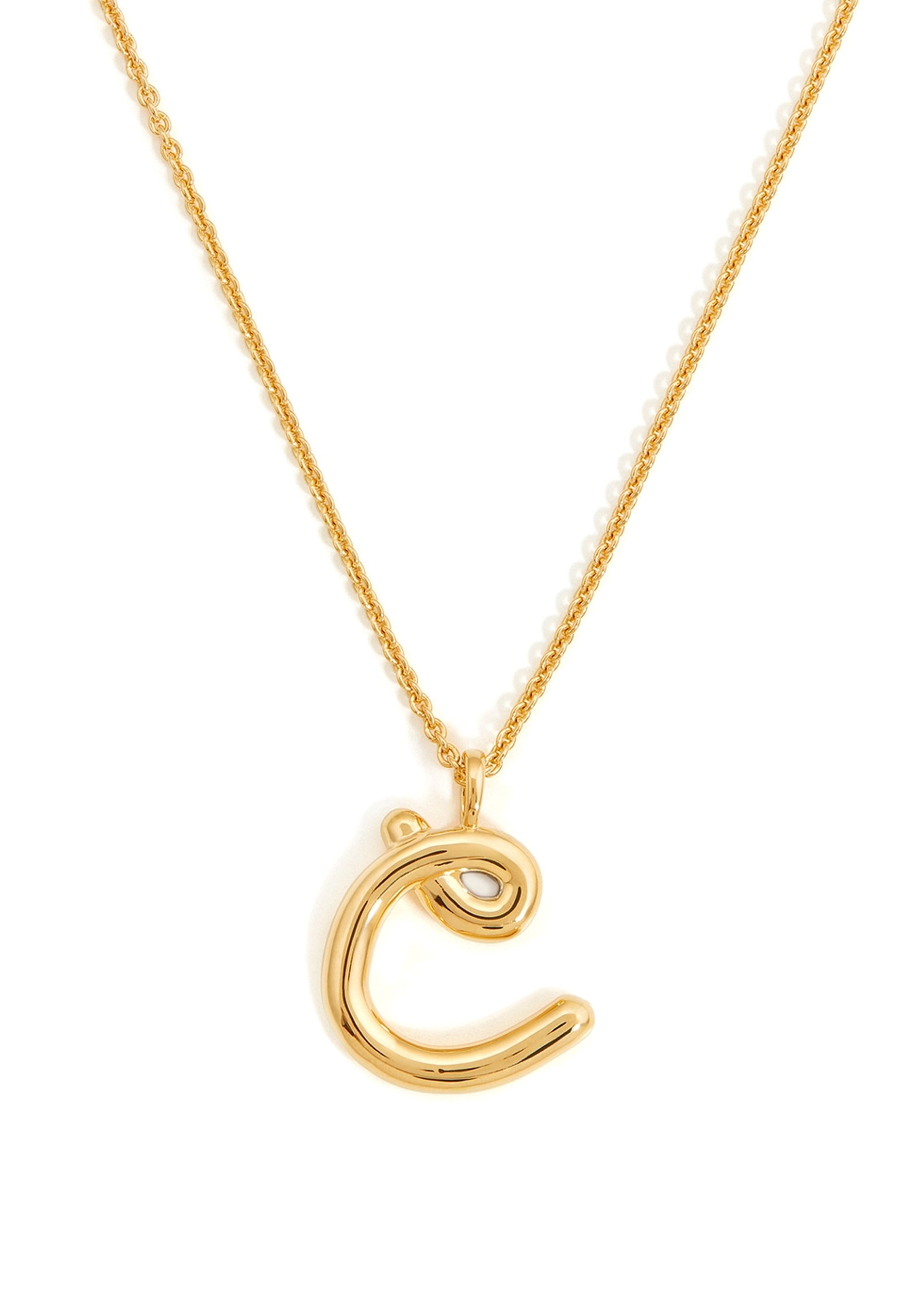 C initial 18kt gold-plated necklace