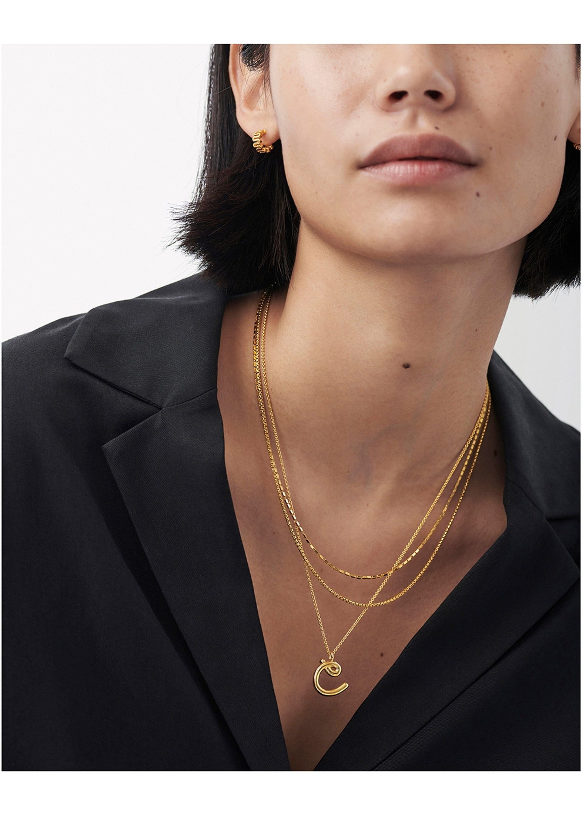 C initial 18kt gold-plated necklace