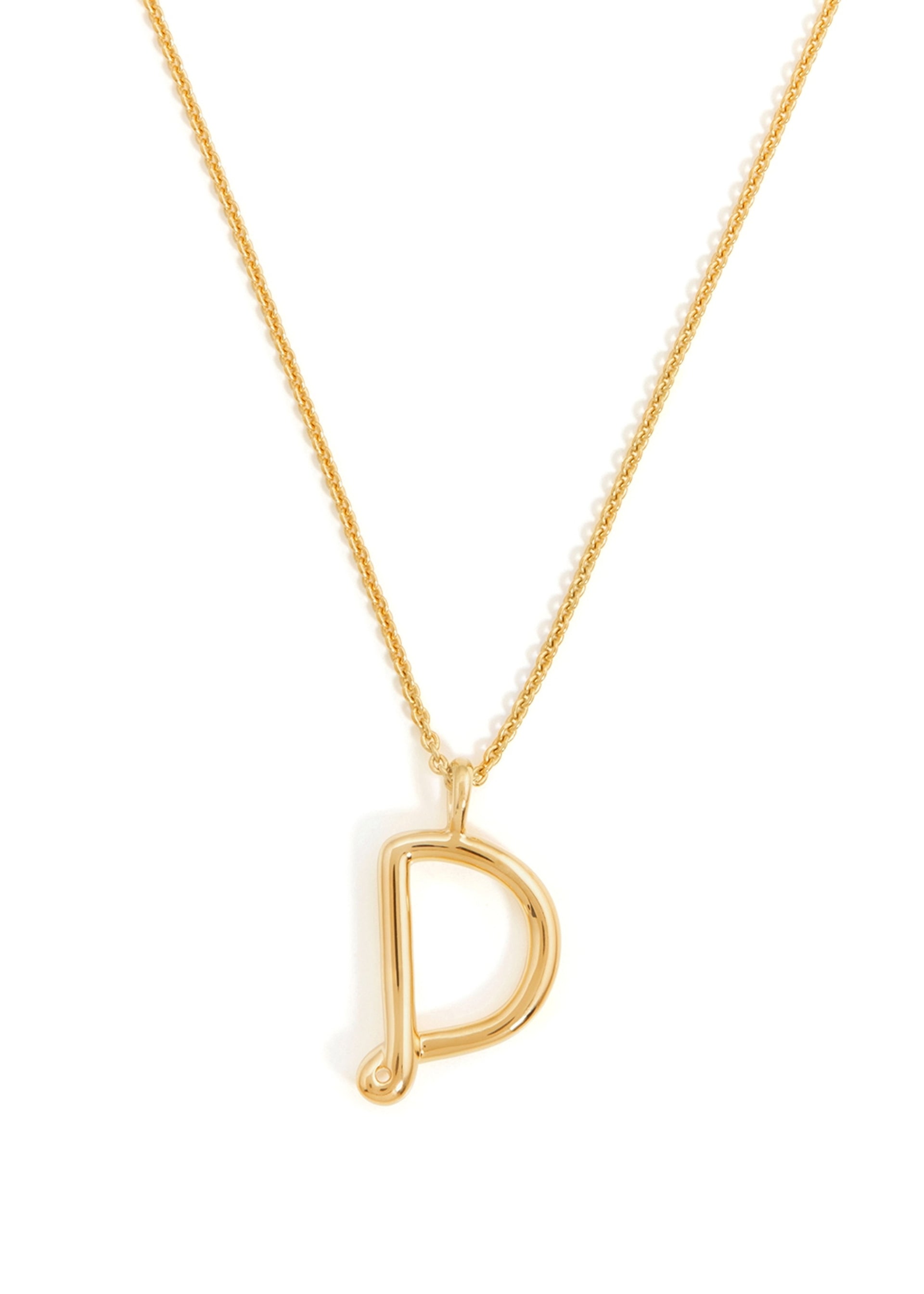 D initial 18kt gold-plated necklace