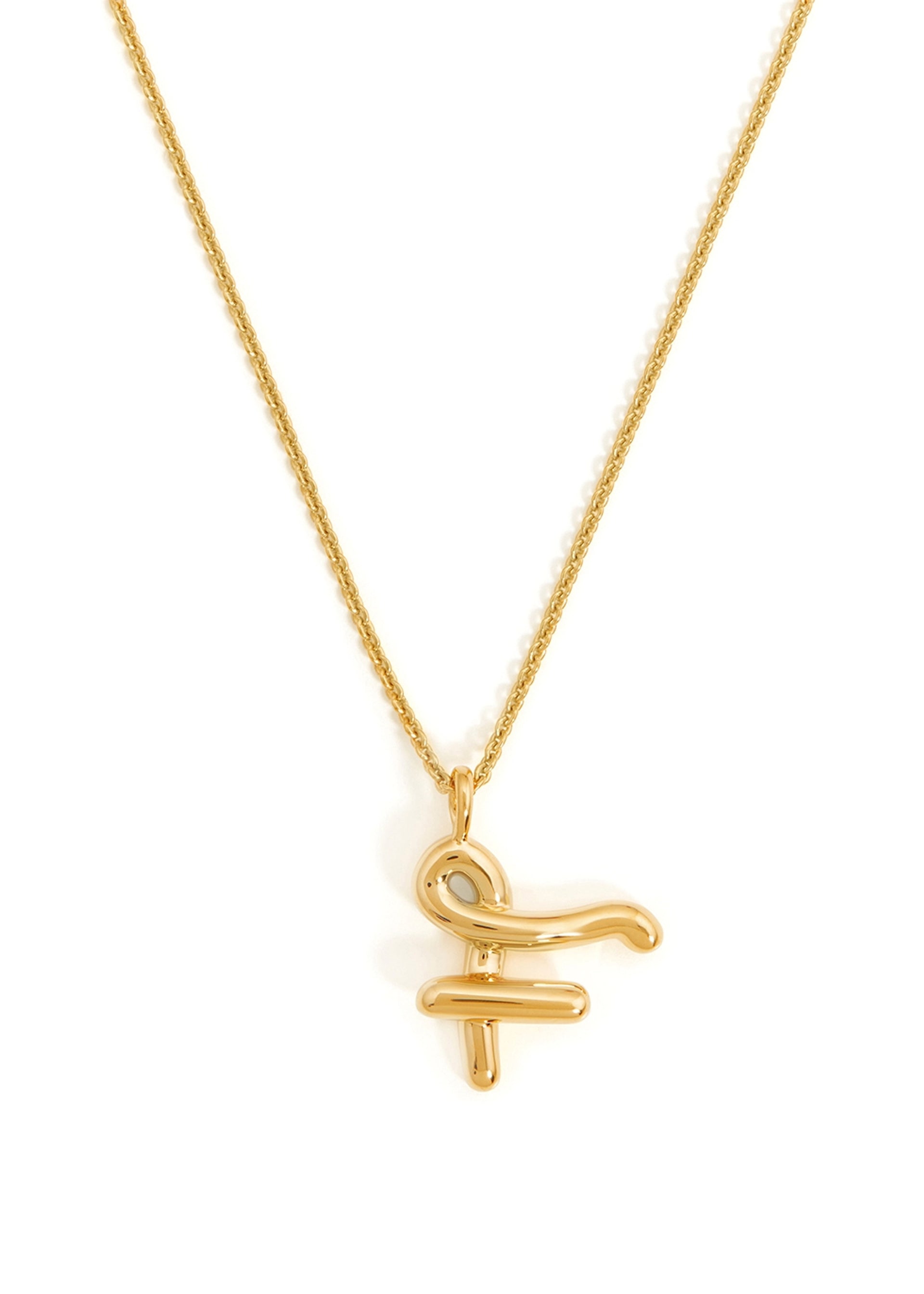 F initial 18kt gold-plated necklace