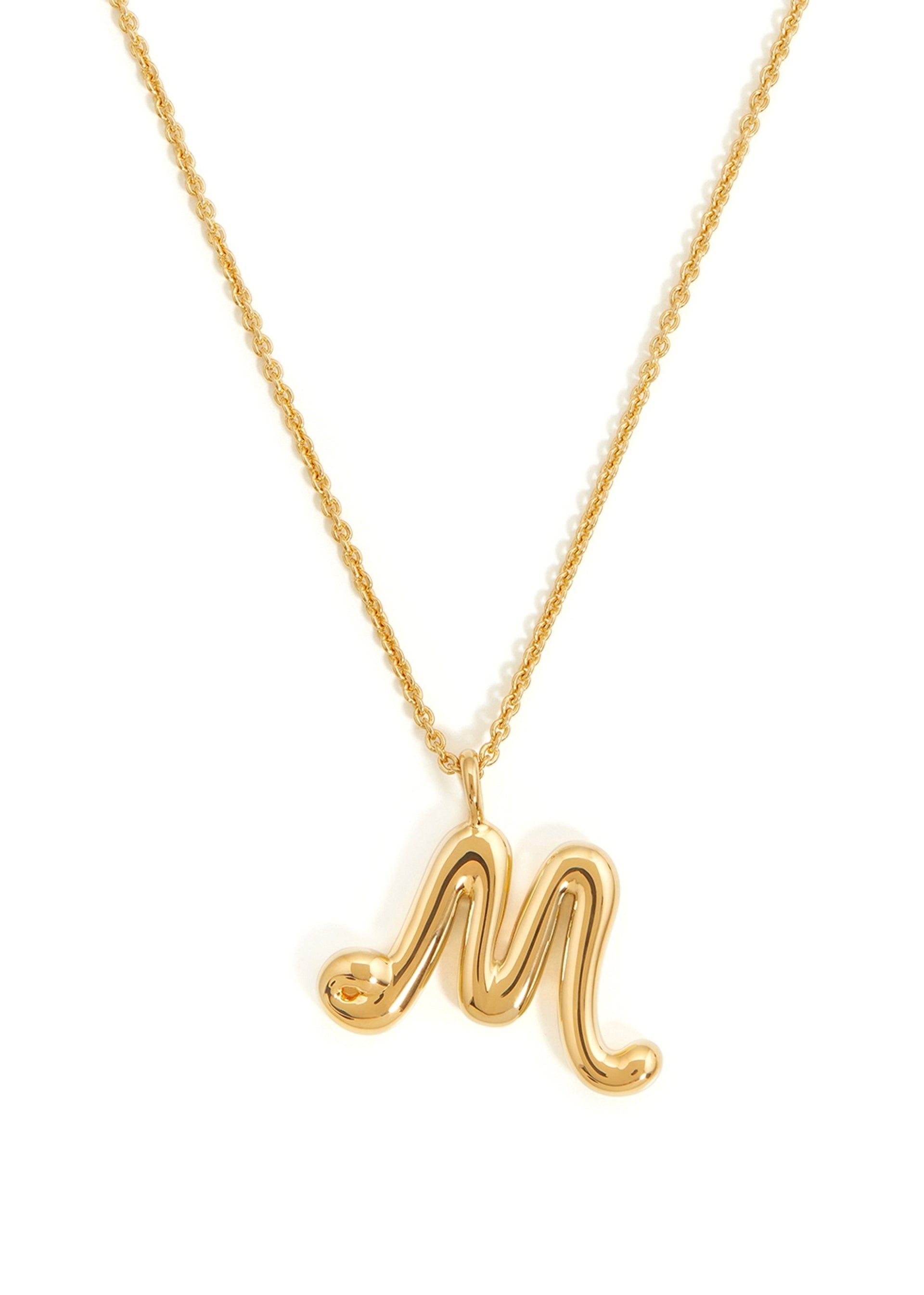 M initial 18kt gold-plated necklace