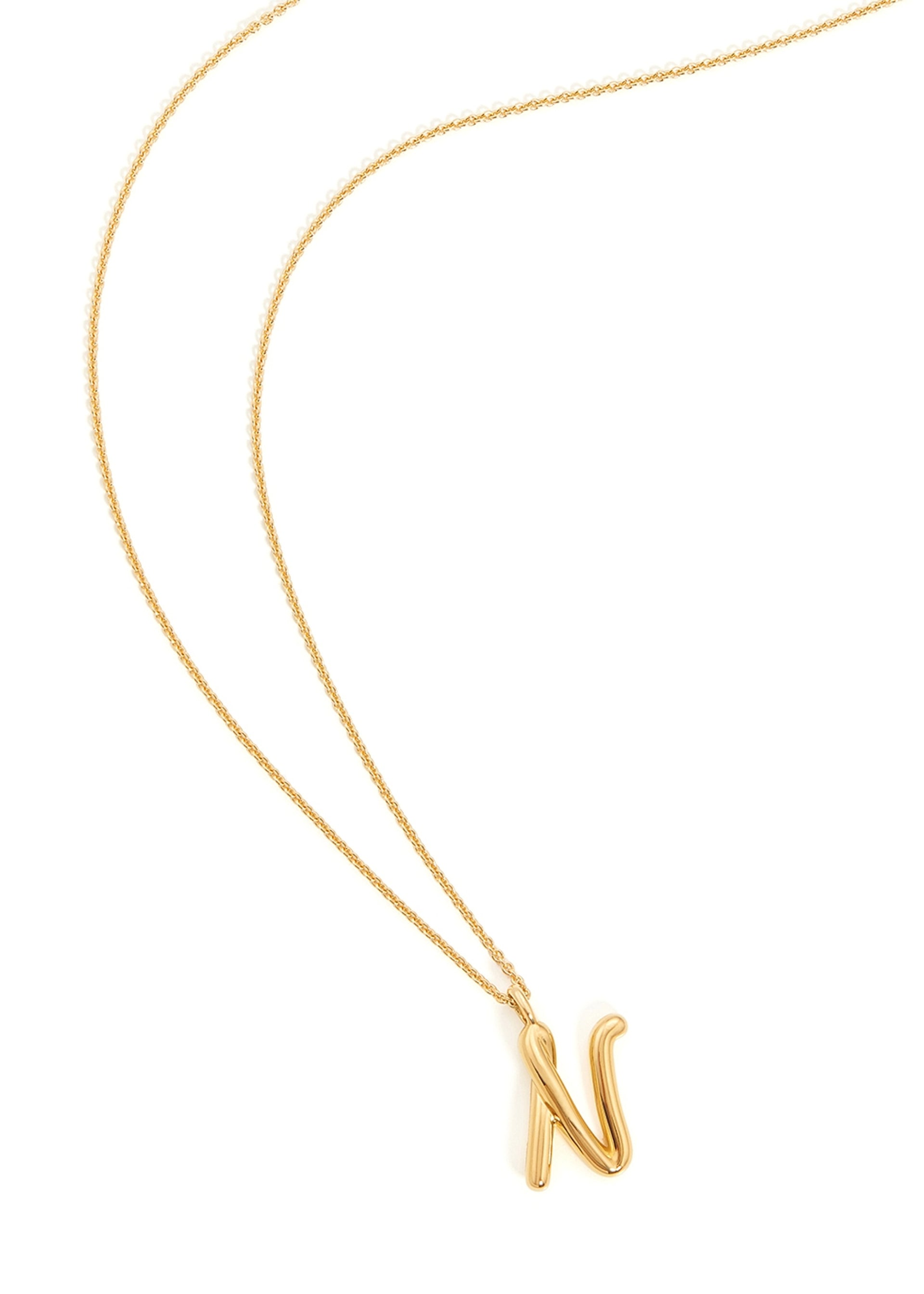 N initial 18kt gold-plated necklace