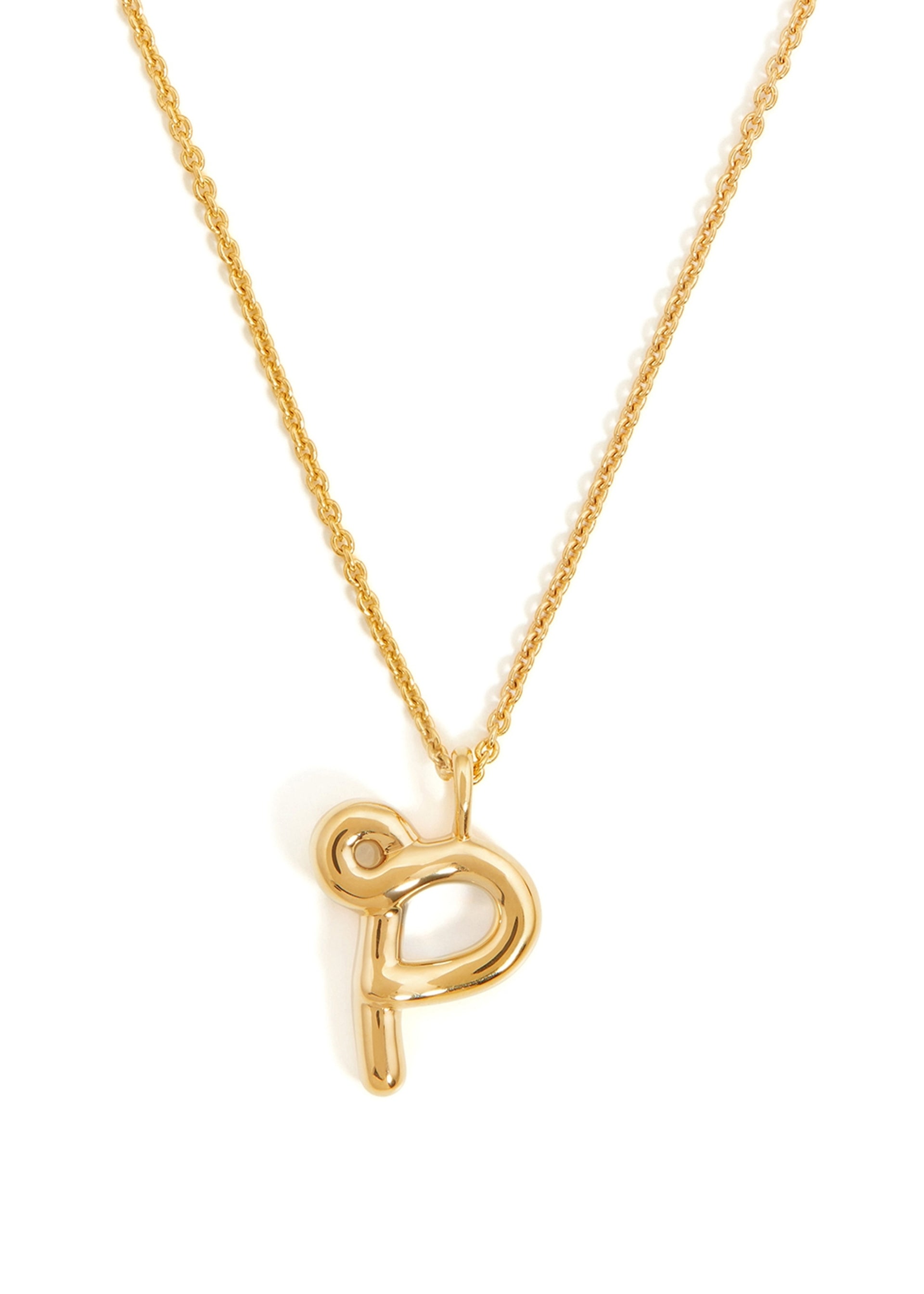 P initial 18kt gold-plated necklace