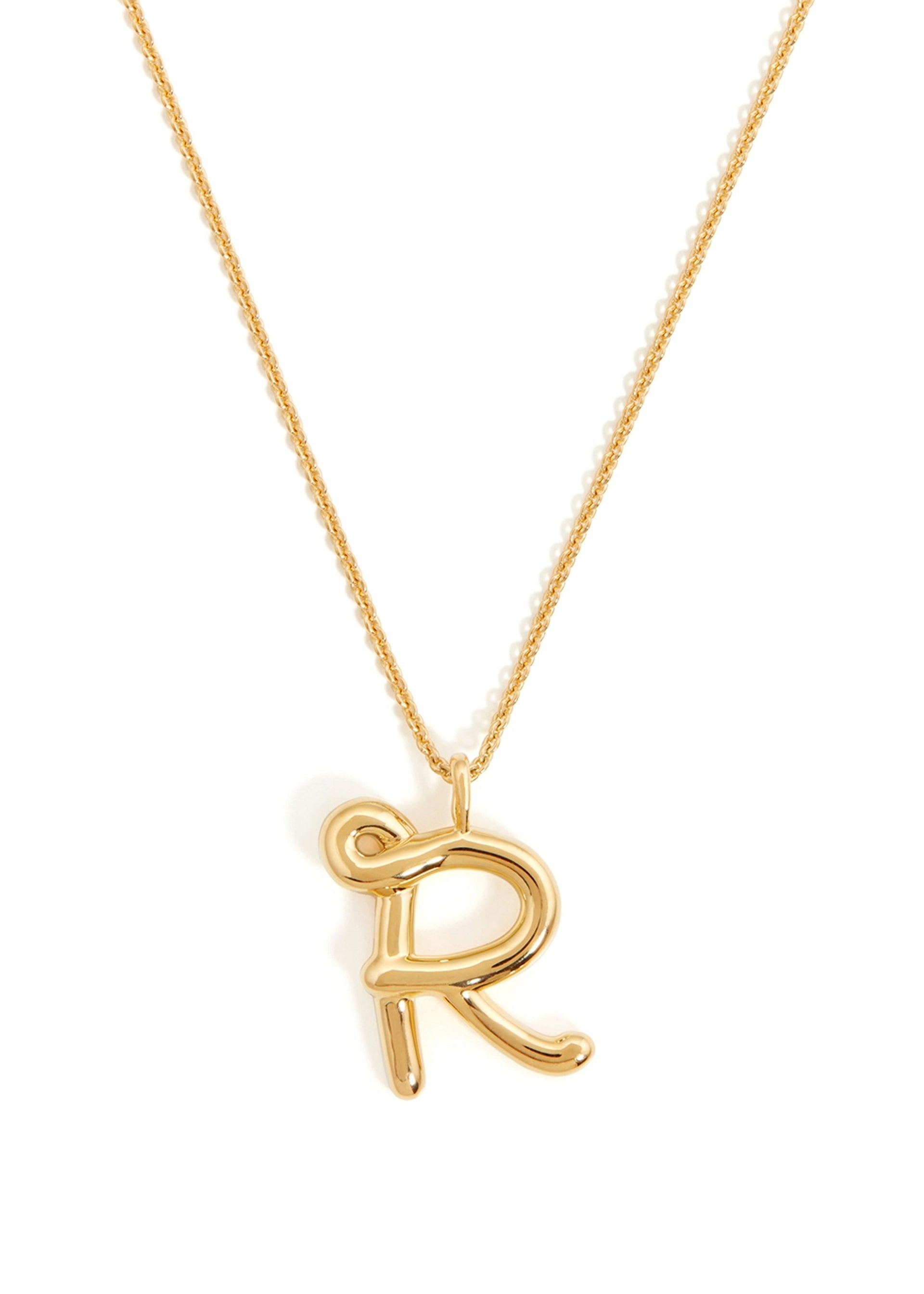 R initial 18kt gold-plated necklace