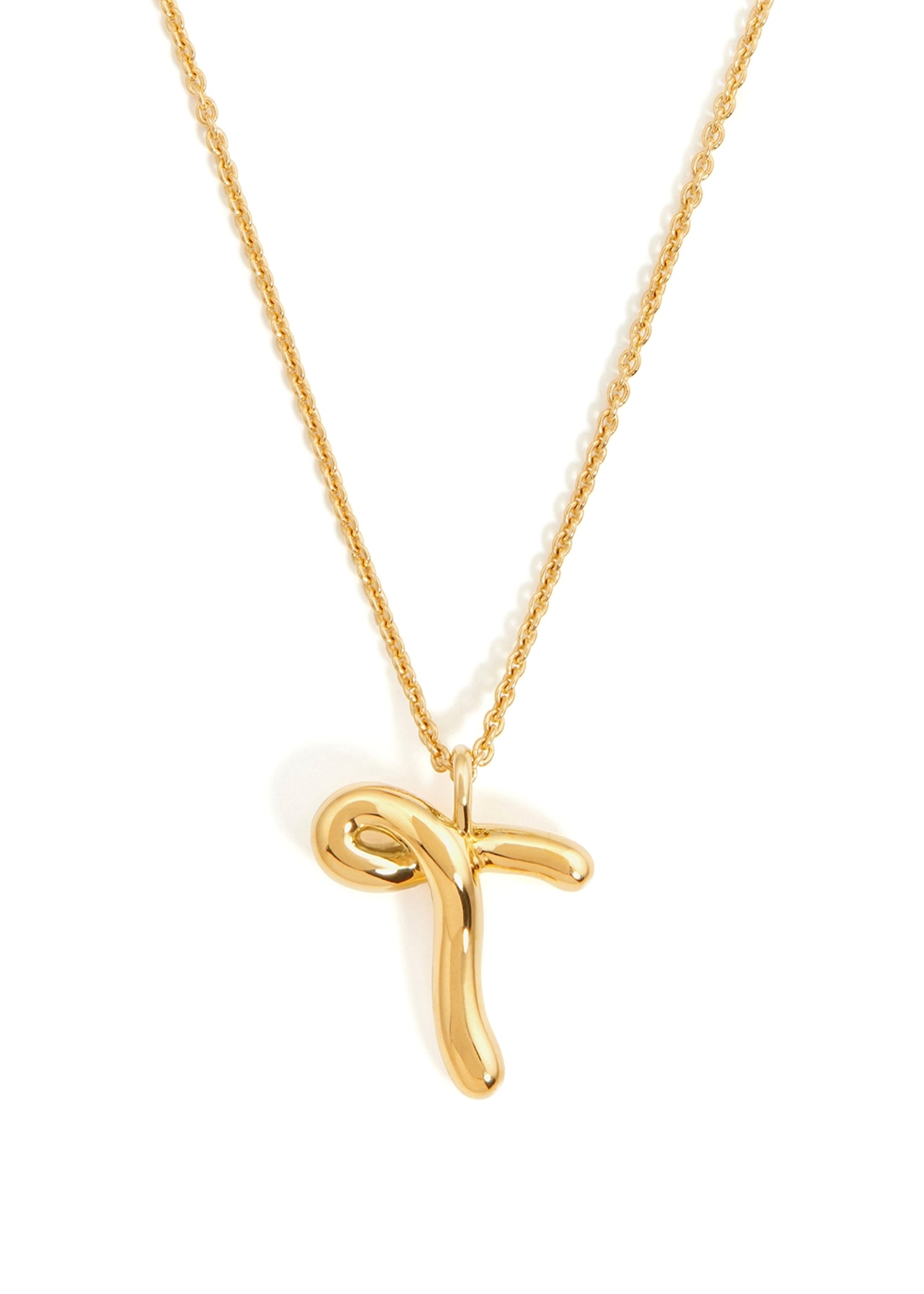 T initial 18kt gold-plated necklace