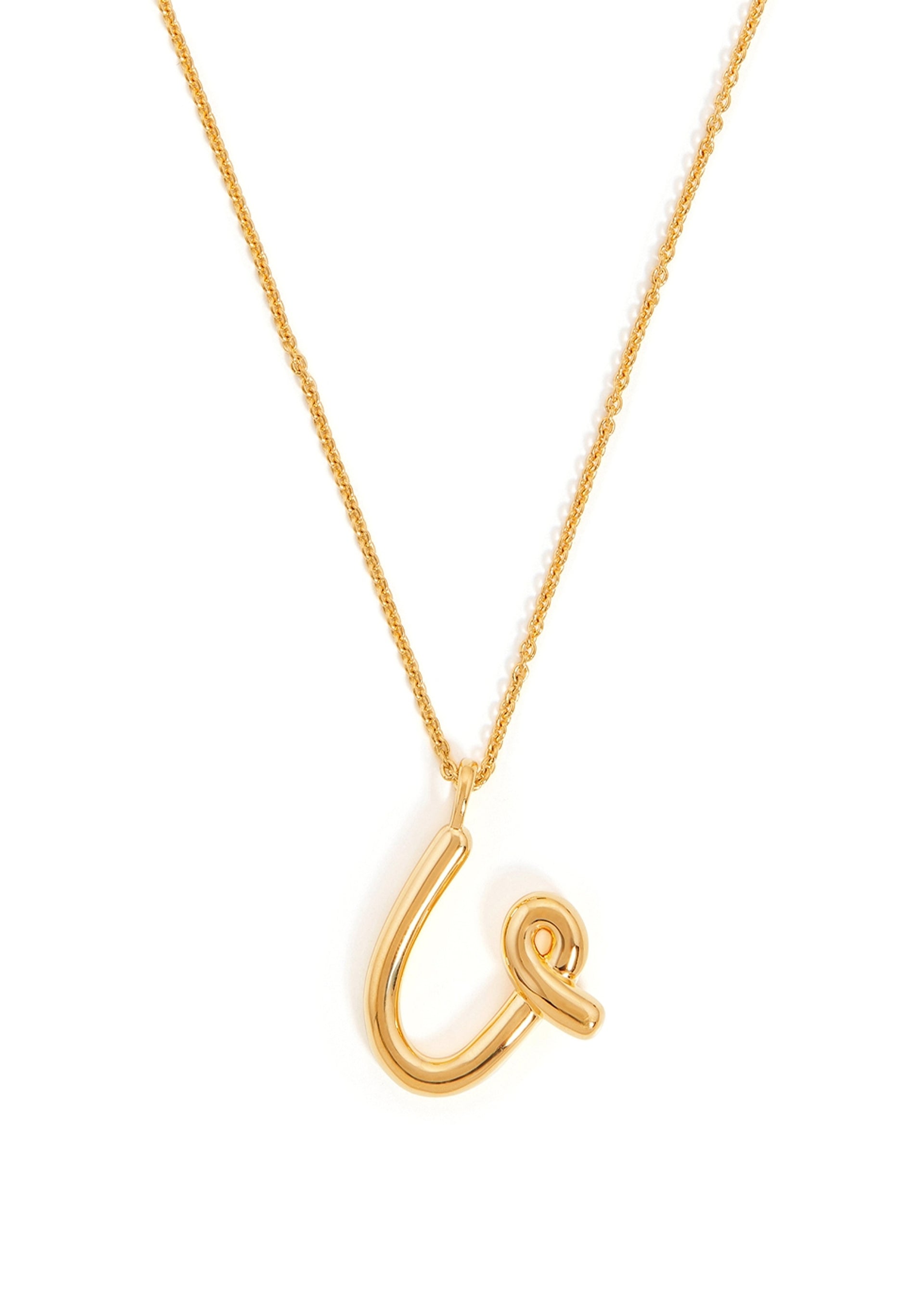 U initial 18kt gold-plated necklace