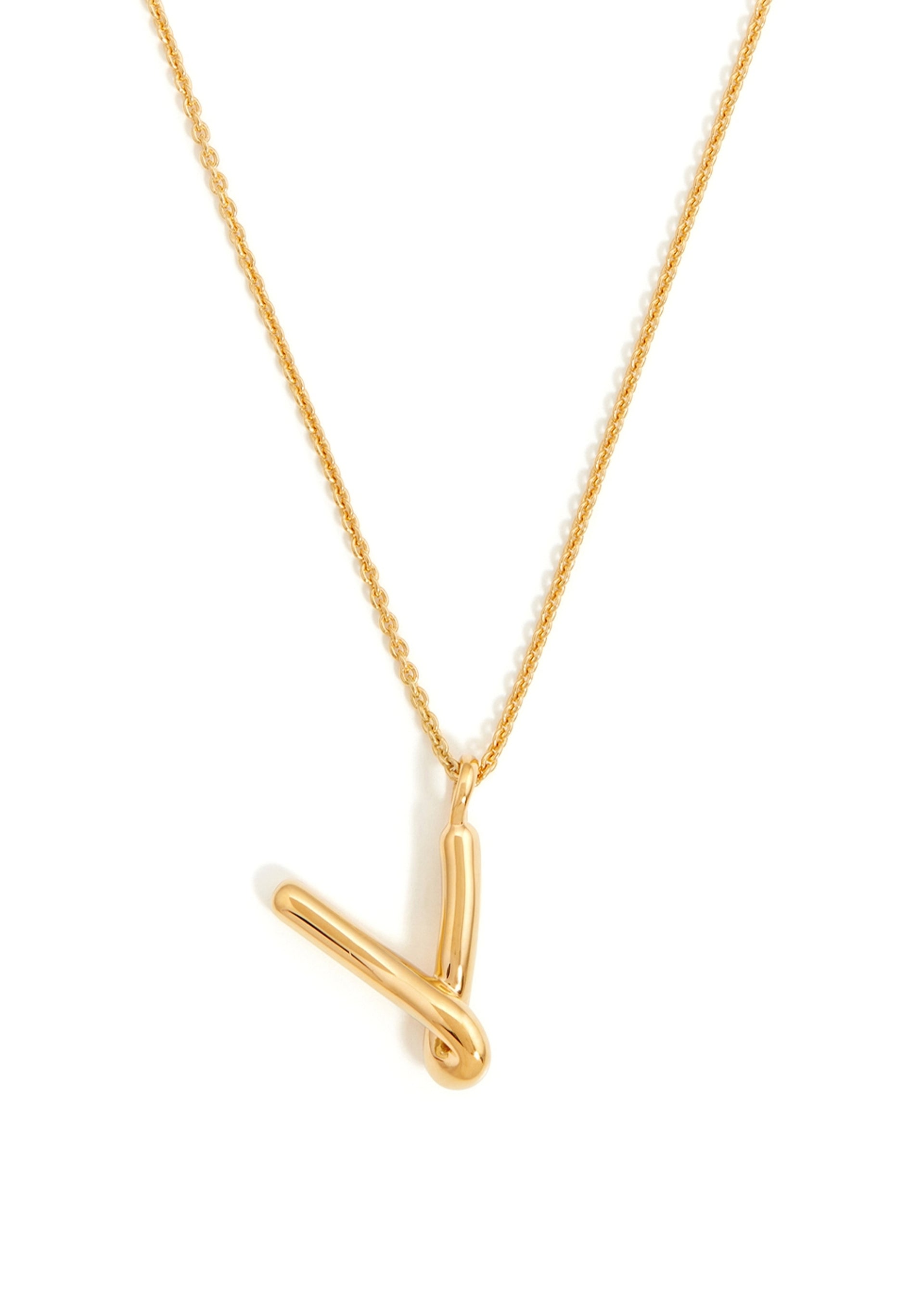 V initial 18kt gold-plated necklace