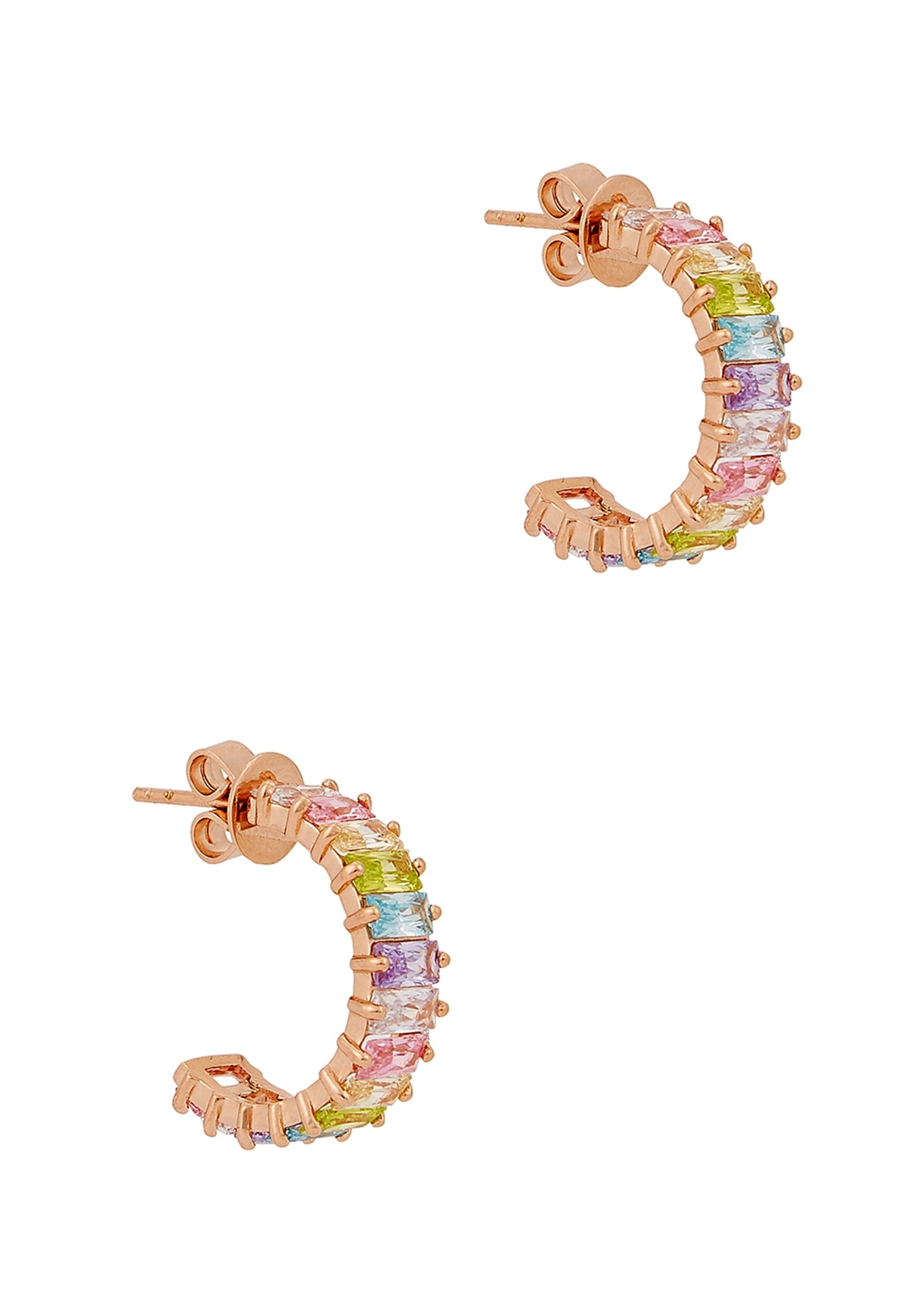 Crystal-embellished 18kt rose gold-plated hoop earrings