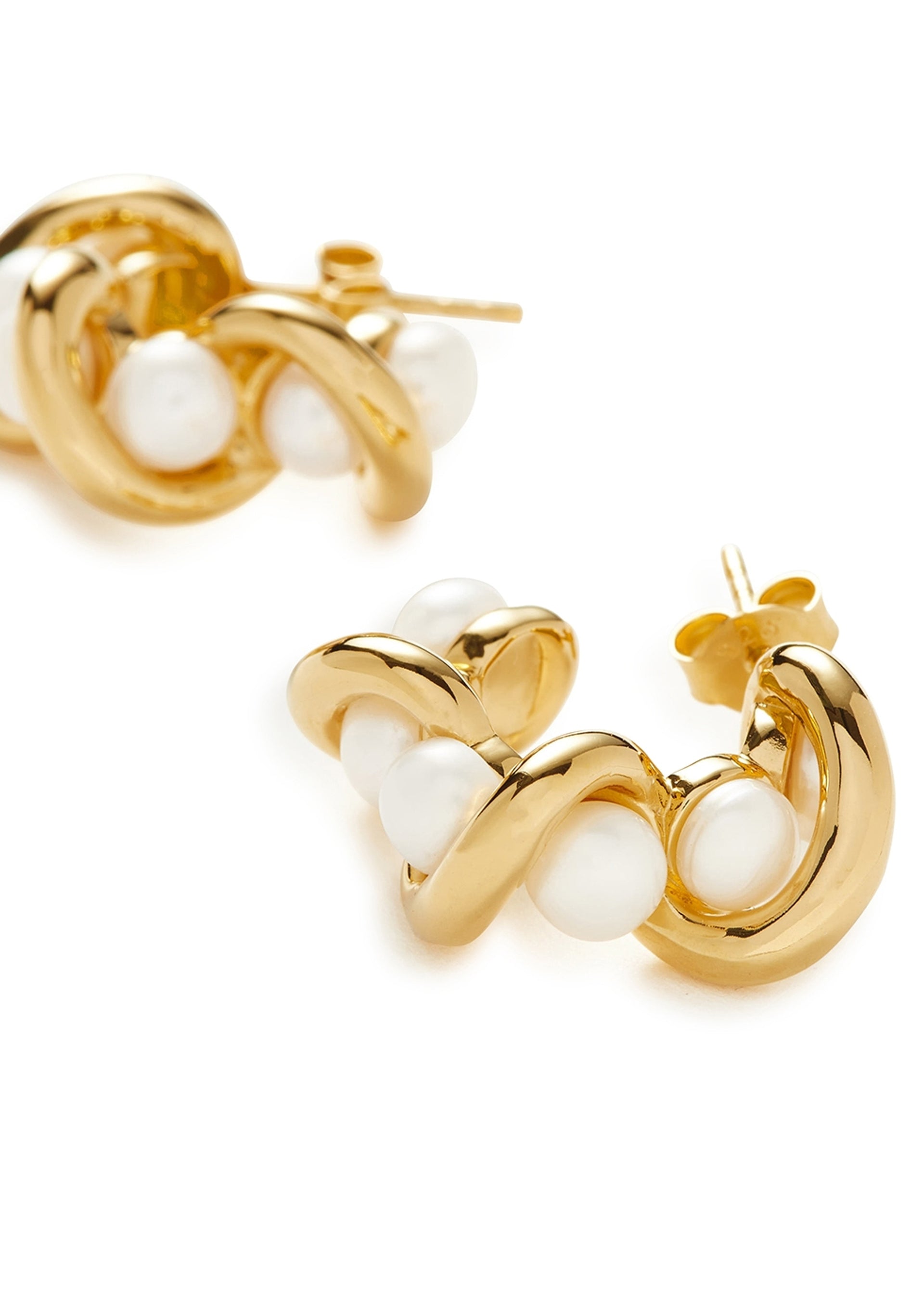 Molten Mini pearl and 18kt gold-plated hoop earrings