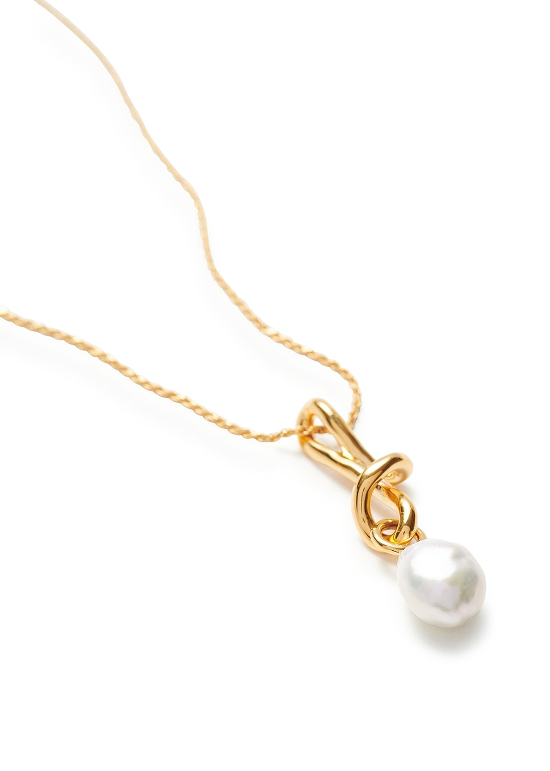 Molten pearl and 18kt gold-plated necklace