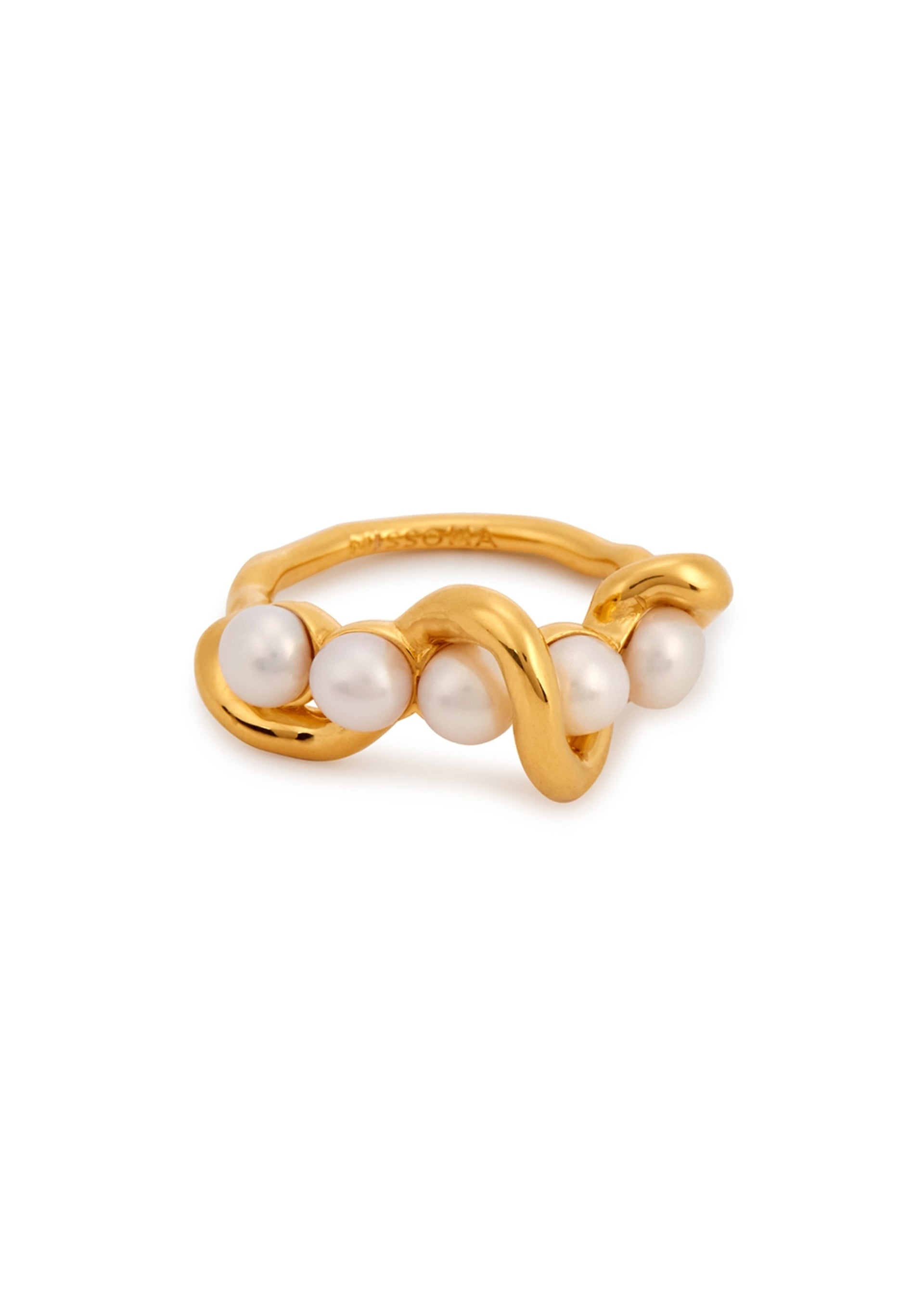 Molten pearl and 18kt gold-plated ring