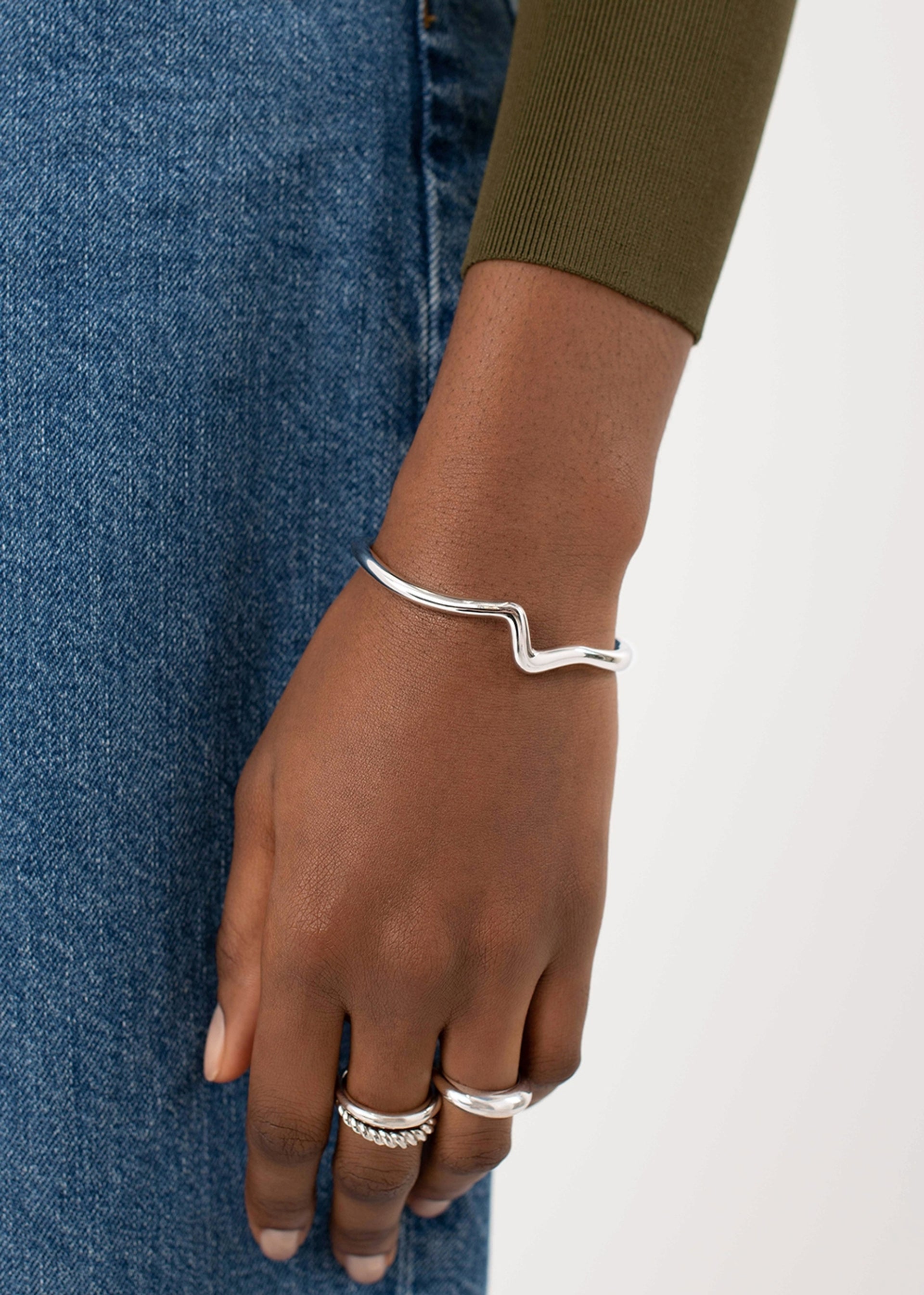 Molten Wave silver-plated bracelet