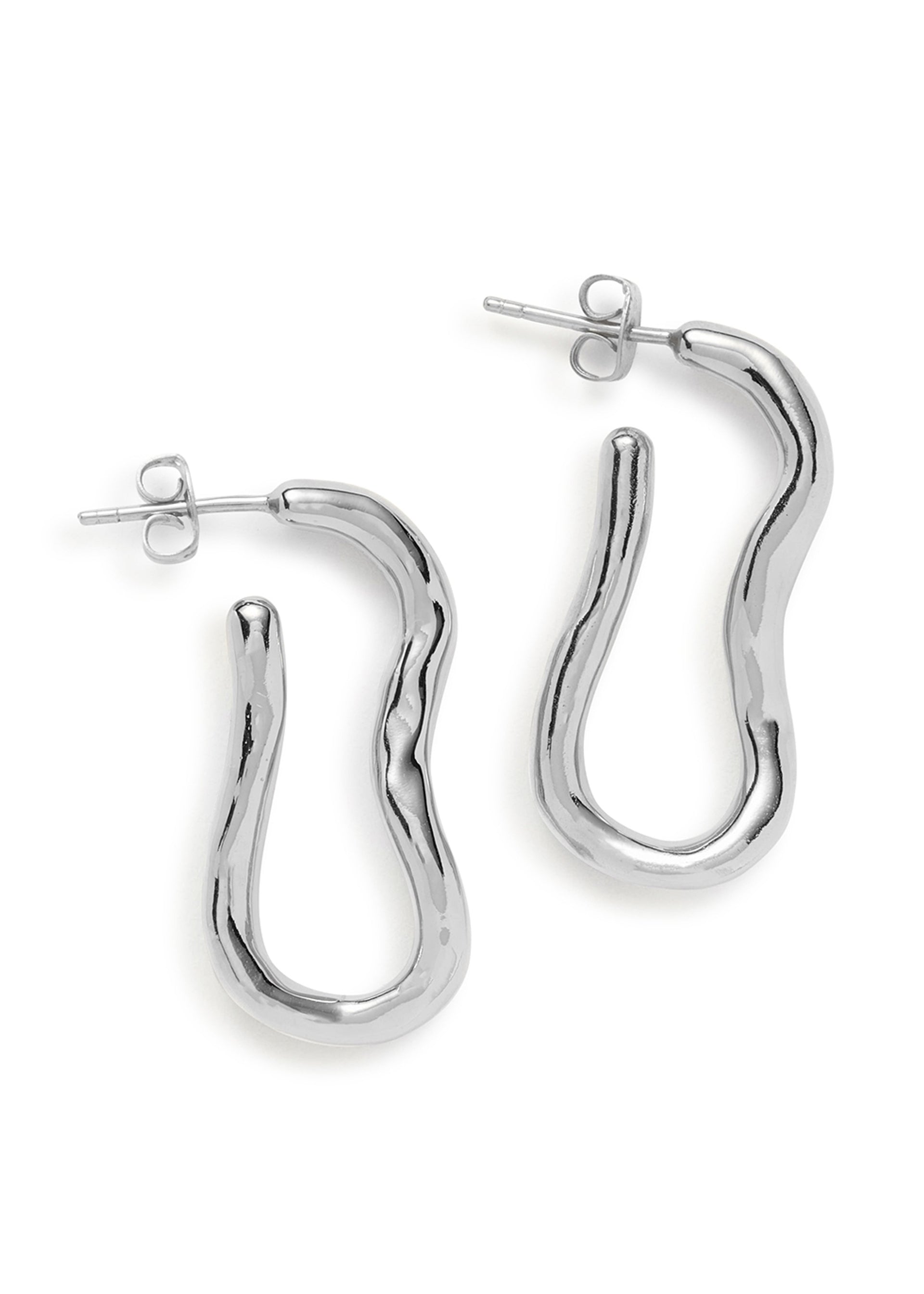 Molten Ovate silver-plated hoop earrings