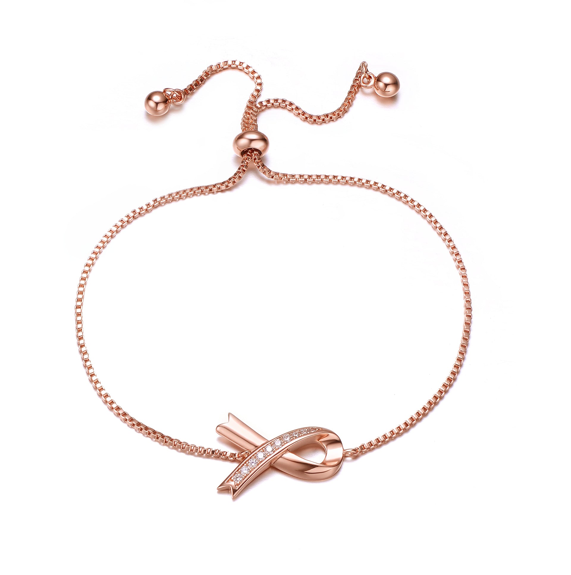 Rose Gold Plated Cubic Zirconia Loop Bracelet