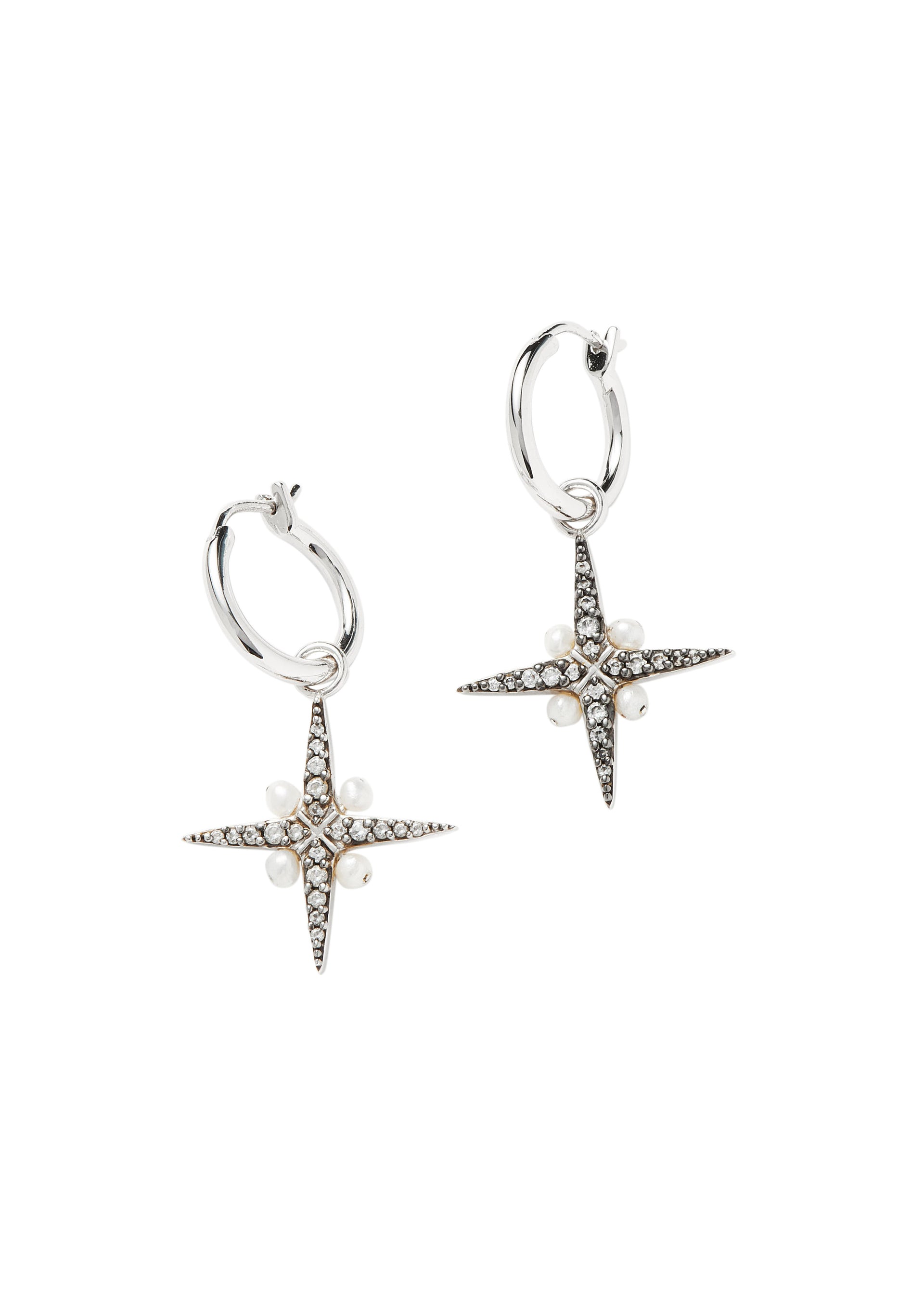 X Harris Reed North Star rhodium-plated hoop earrings