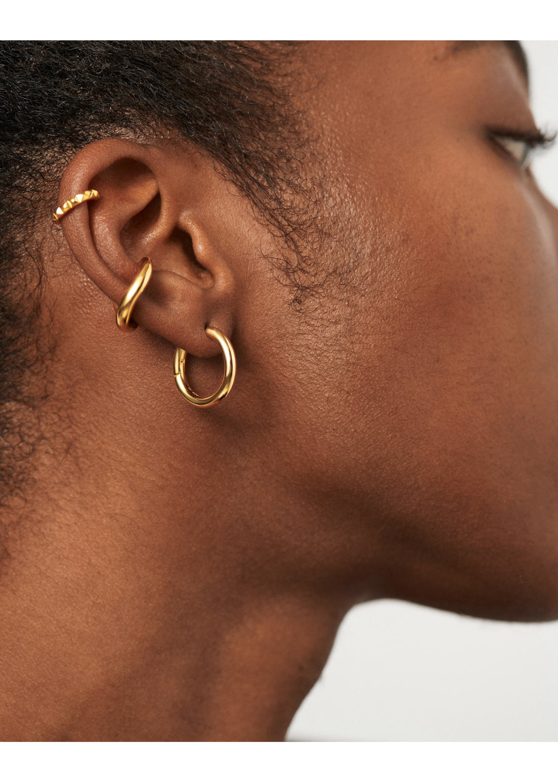 Tunnel medium 18kt gold-plated hoop earrings