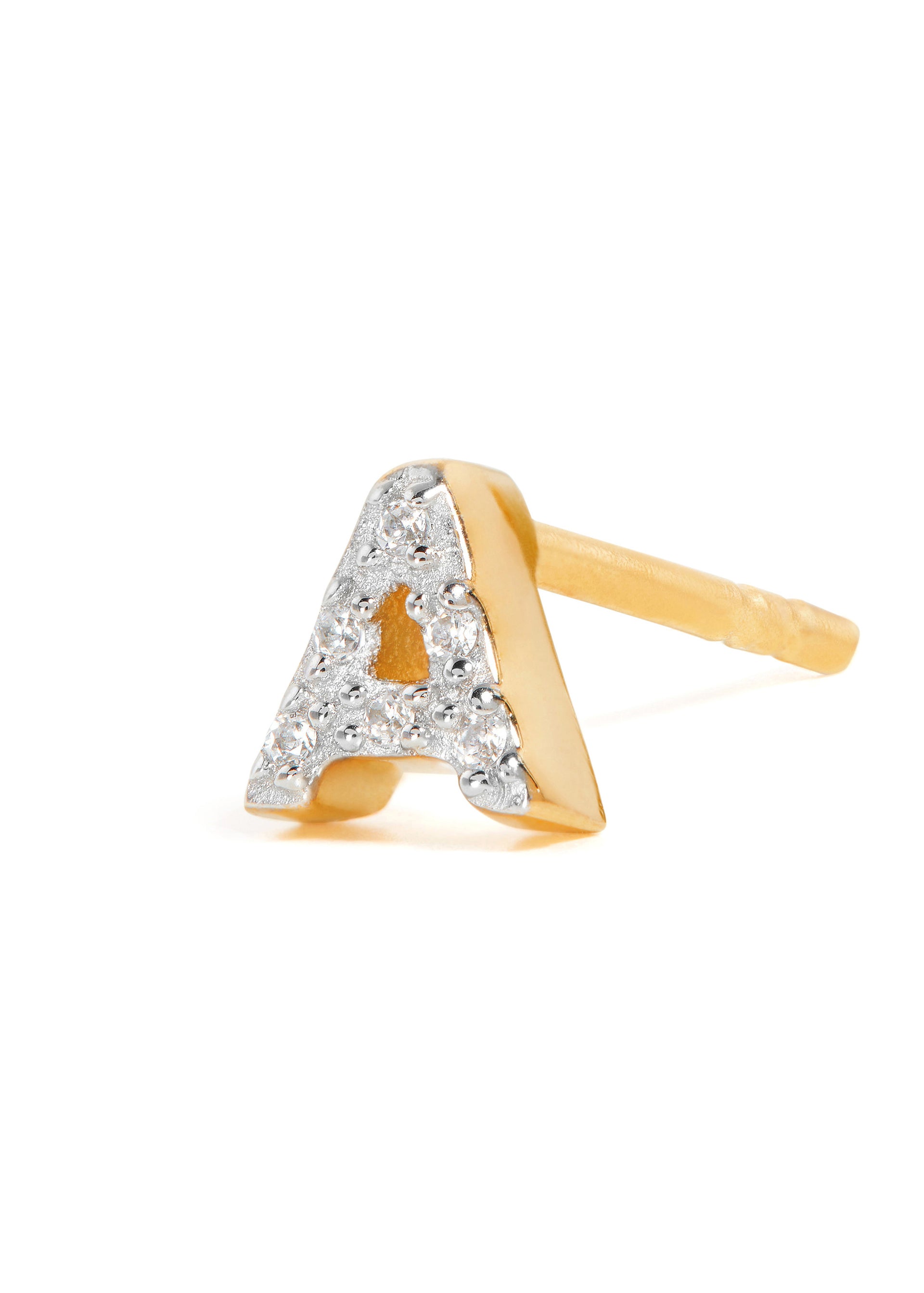 A Initial 18kt gold-plated single stud earring