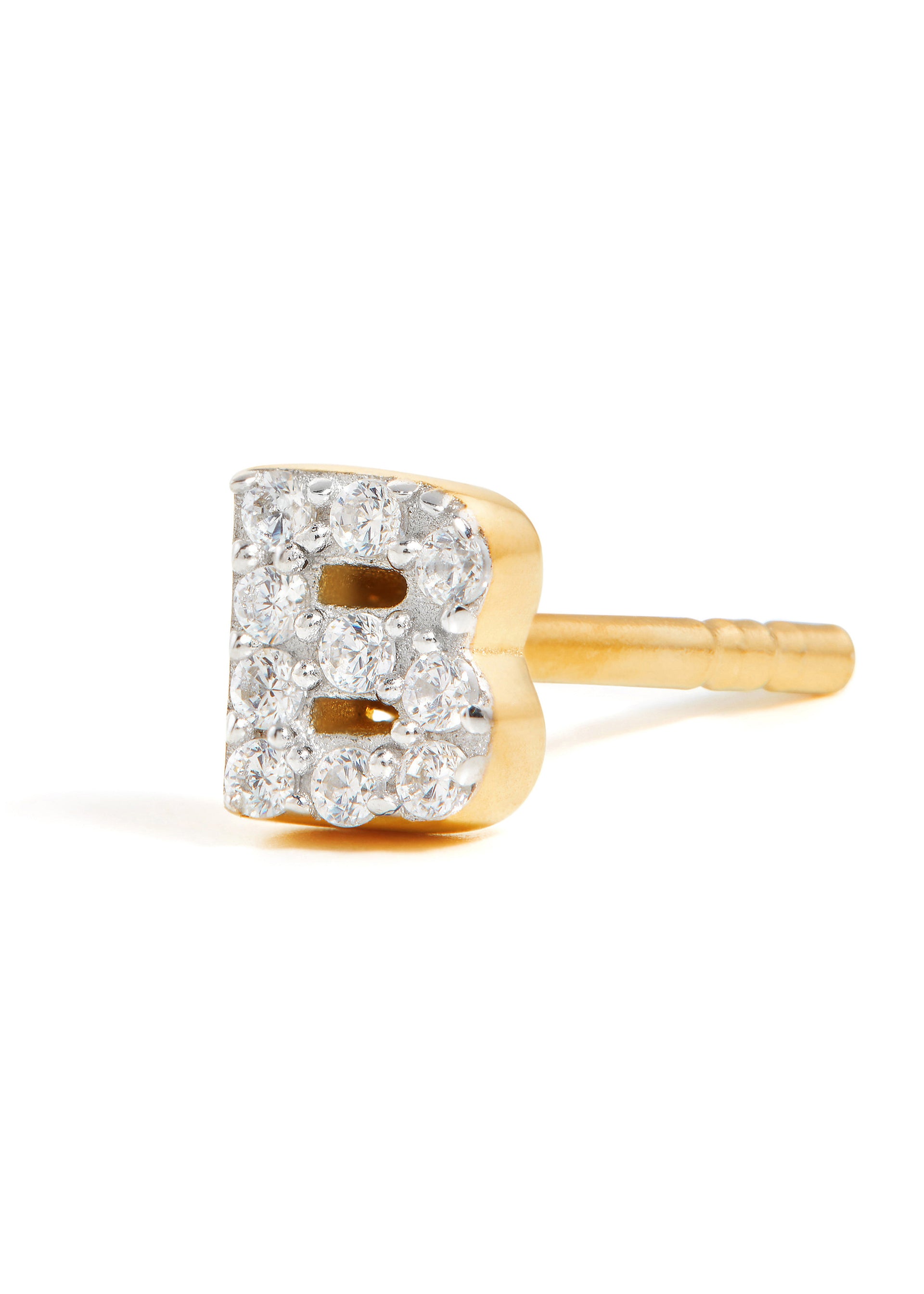 B Initial 18kt gold-plated single stud earring