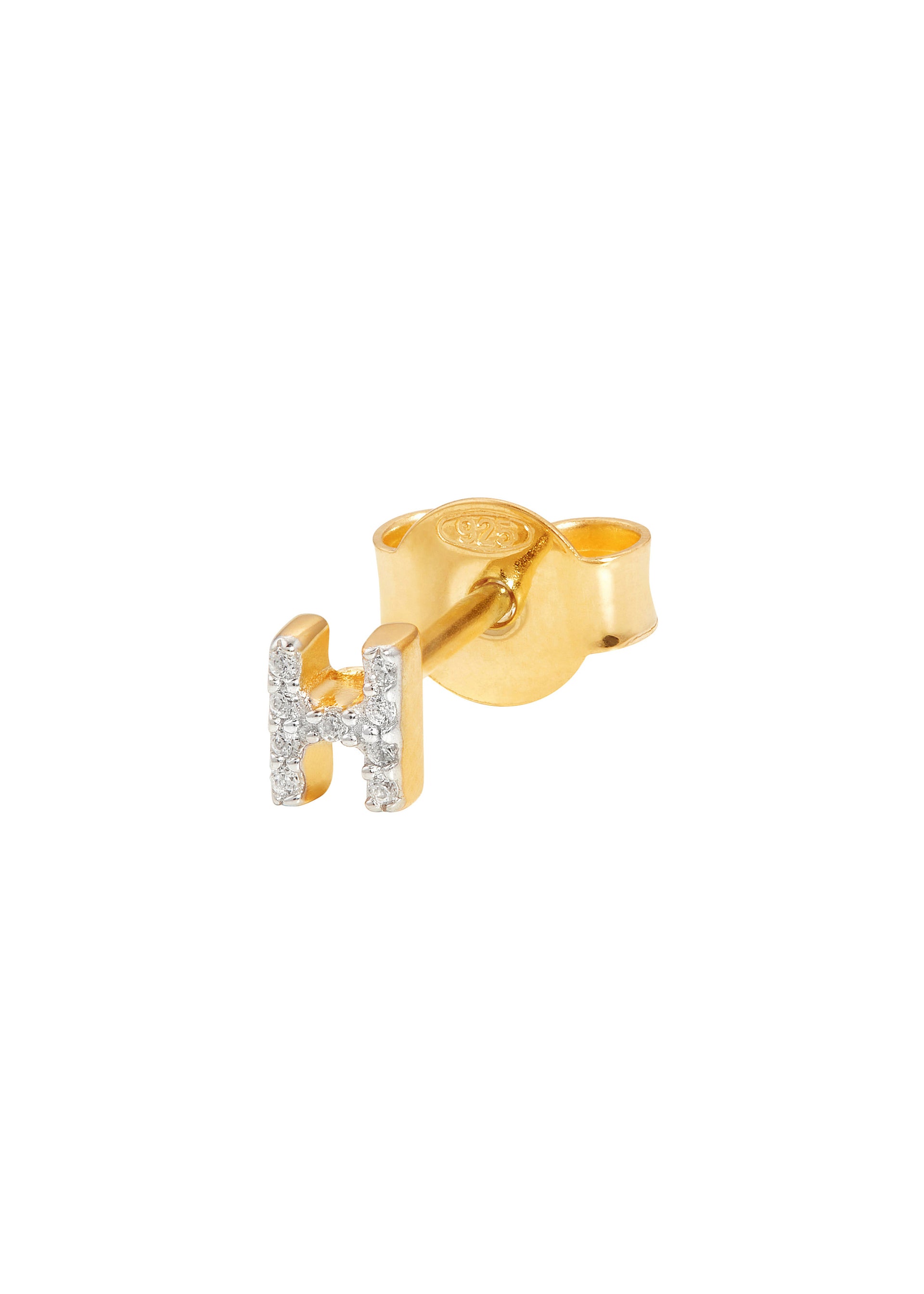 H Initial 18kt gold-plated single stud earring