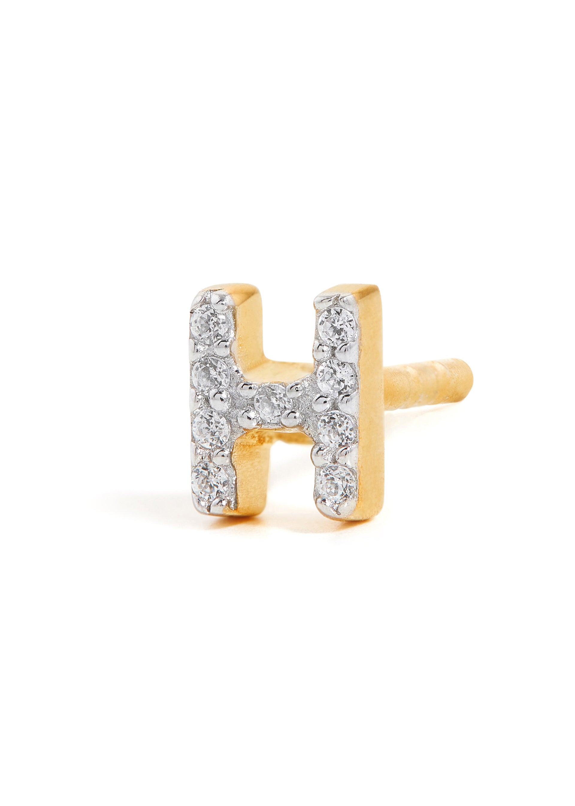 H Initial 18kt gold-plated single stud earring