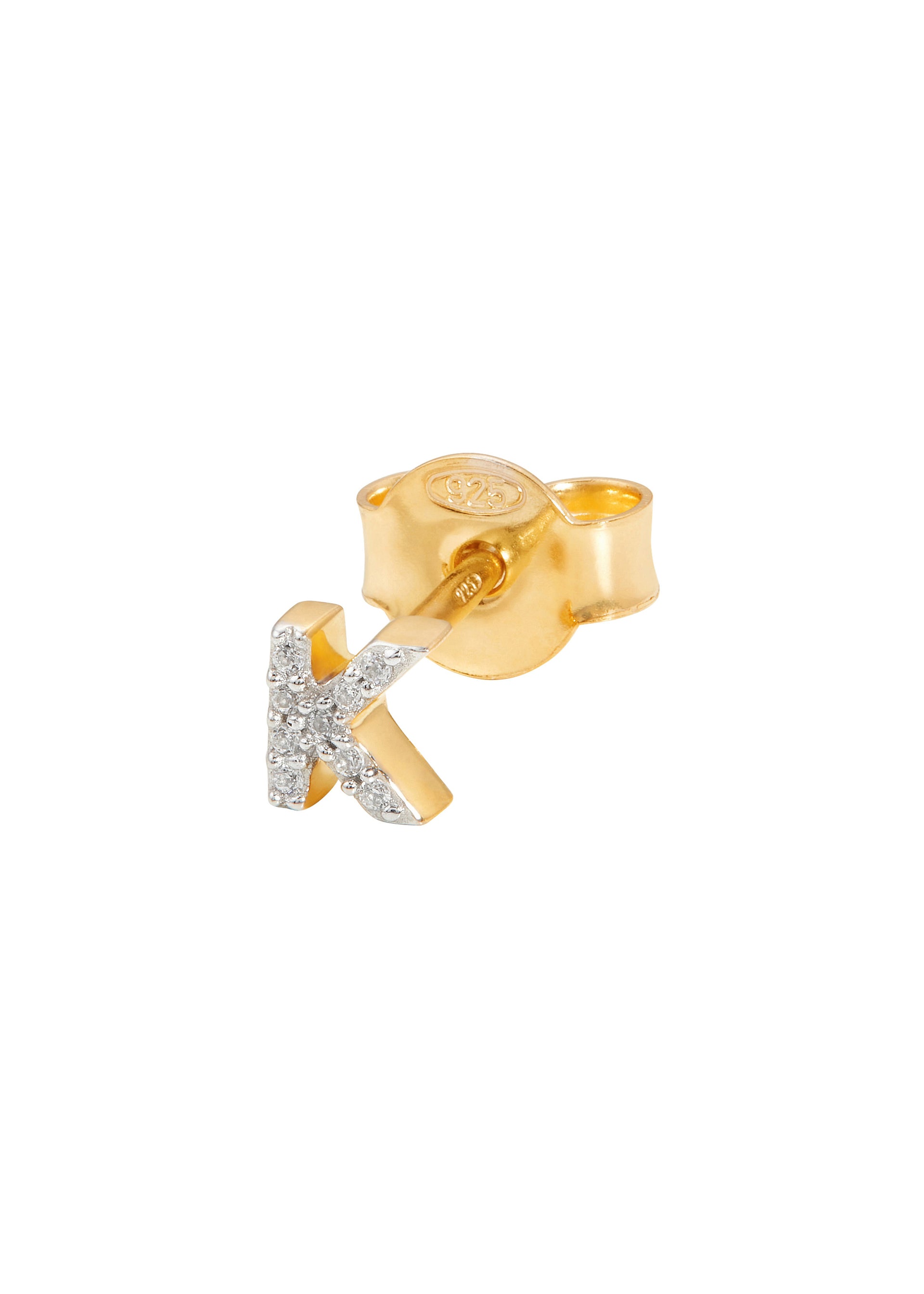 K Initial 18kt gold-plated single stud earring