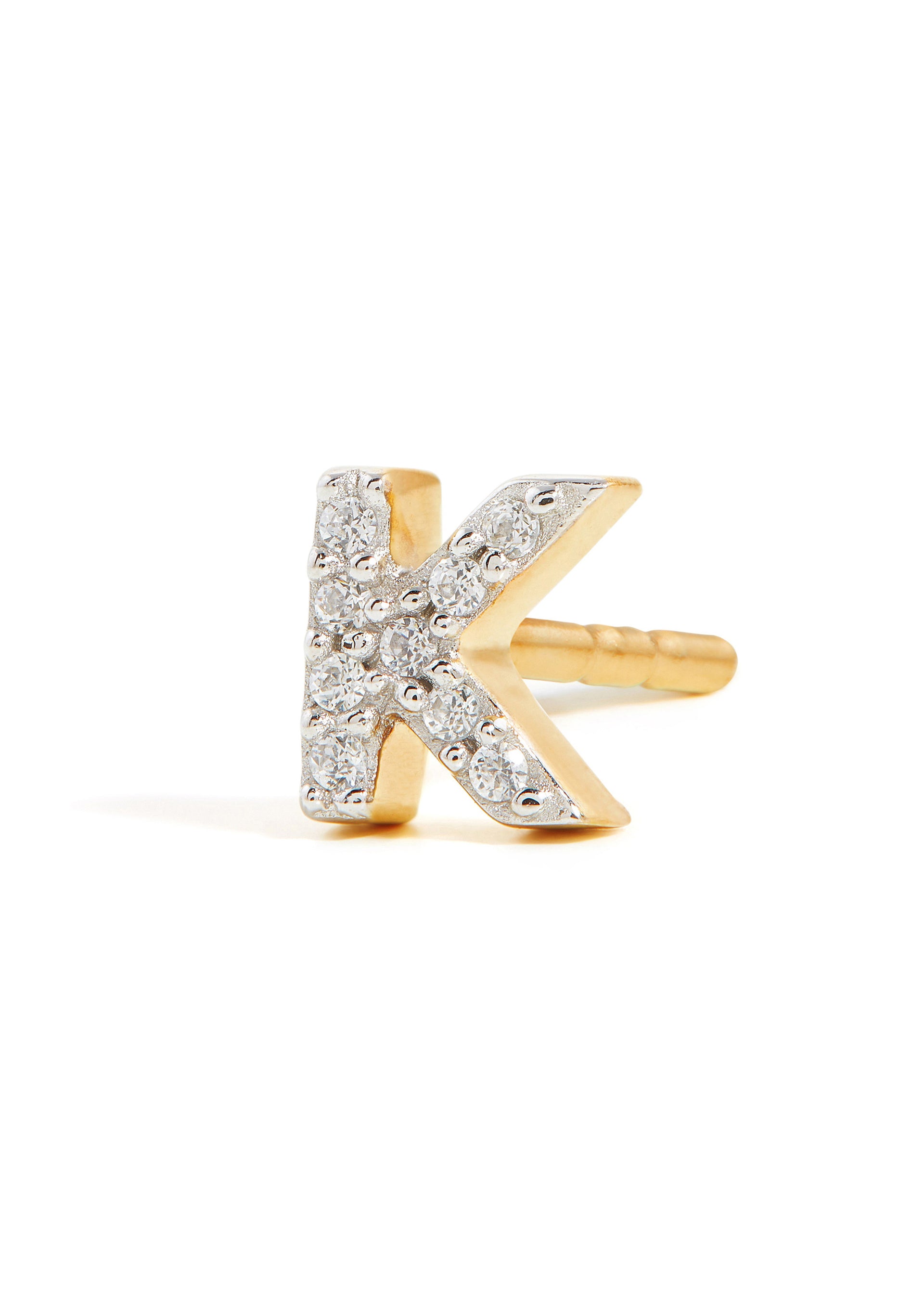 K Initial 18kt gold-plated single stud earring