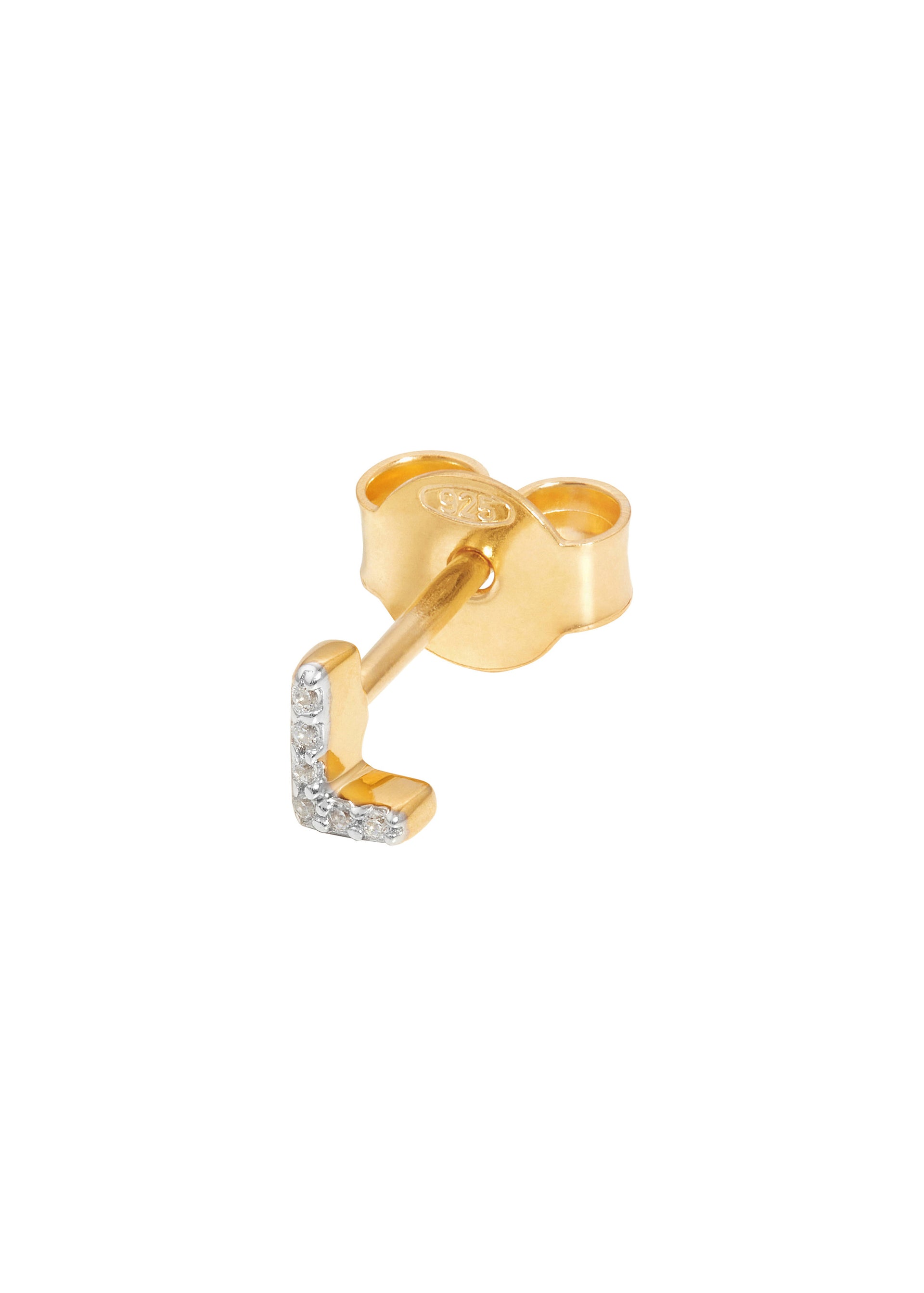 L Initial 18kt gold-plated single stud earring