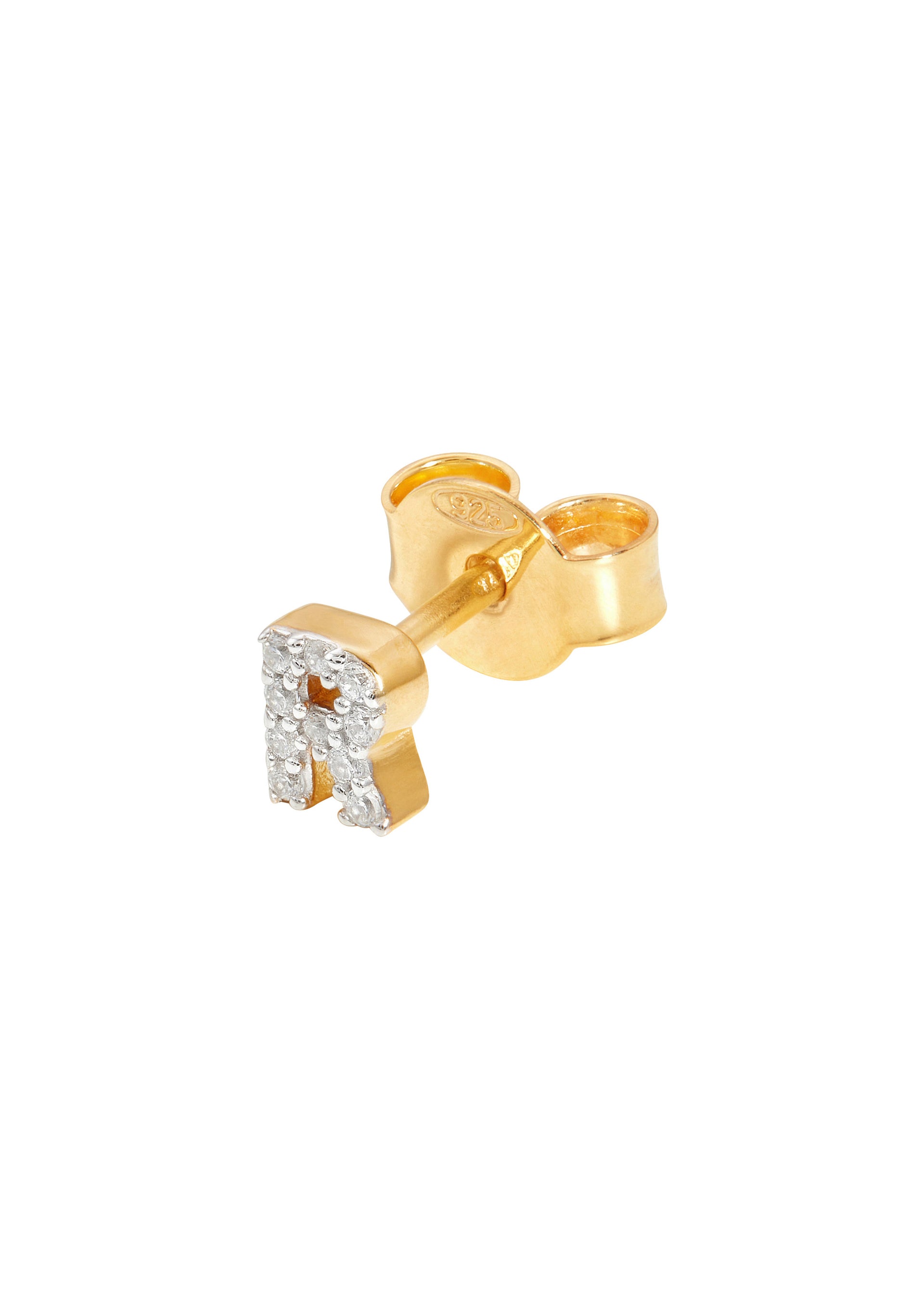 R Initial 18kt gold-plated single stud earring