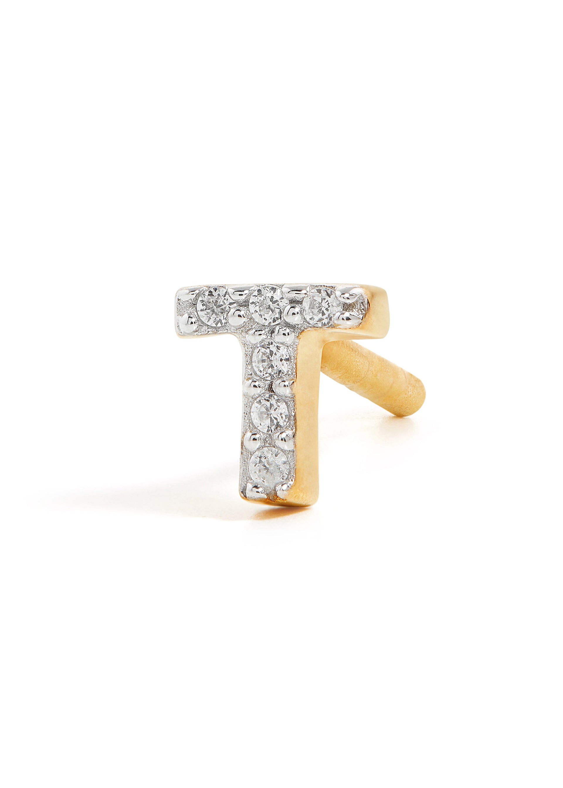 T Initial 18kt gold-plated single stud earring