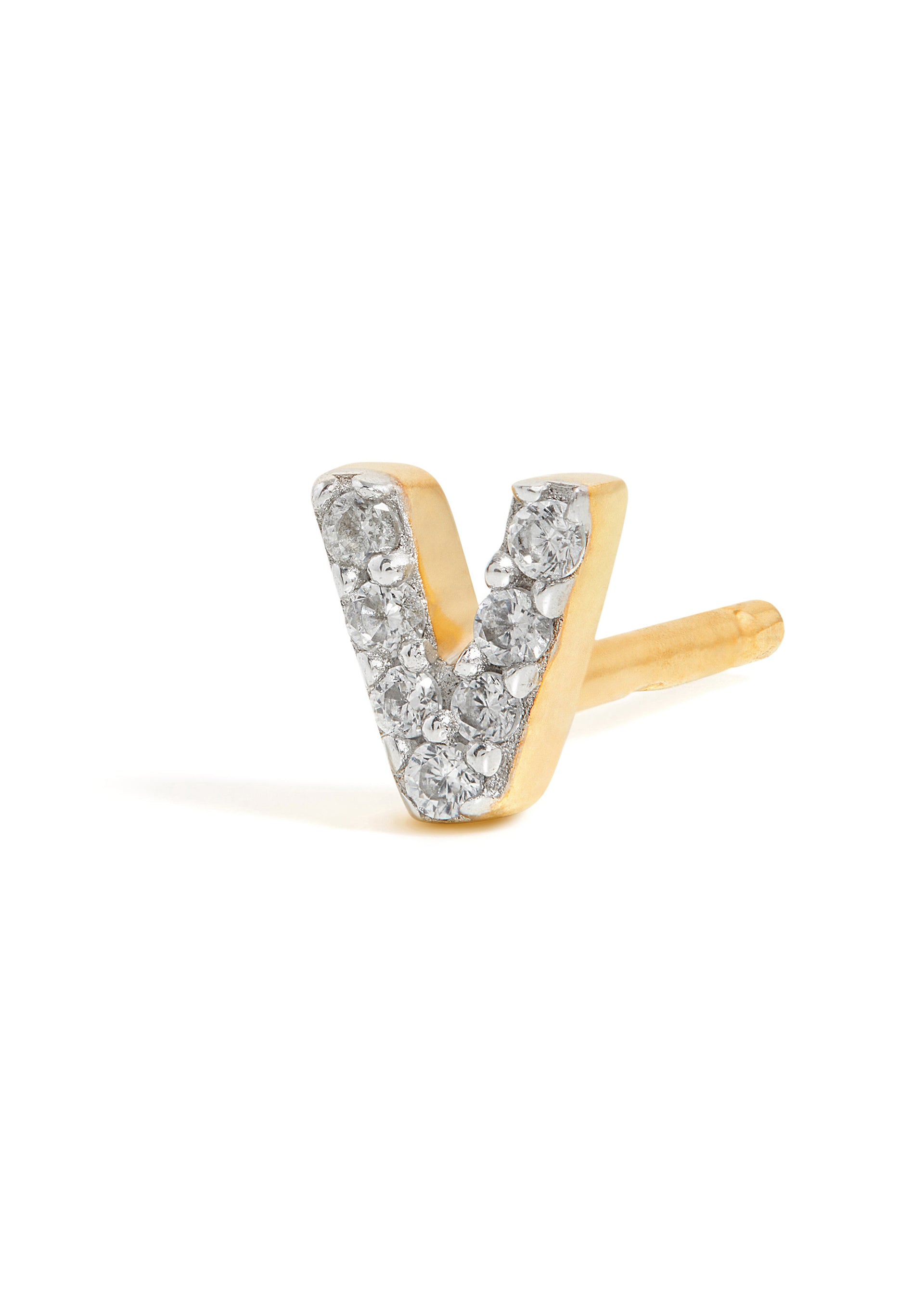 V Initial 18kt gold-plated single stud earring