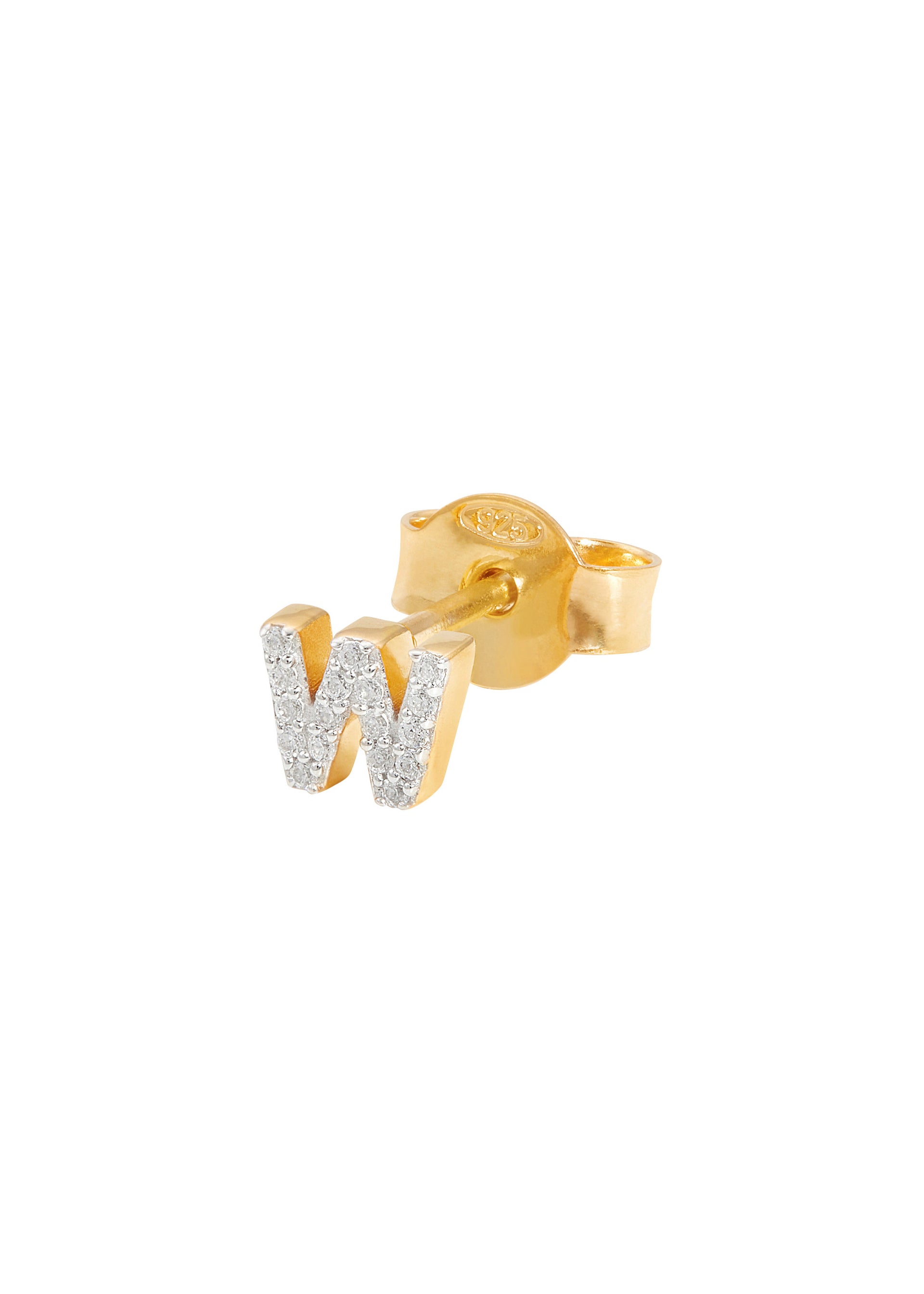 W Initial 18kt gold-plated single stud earring