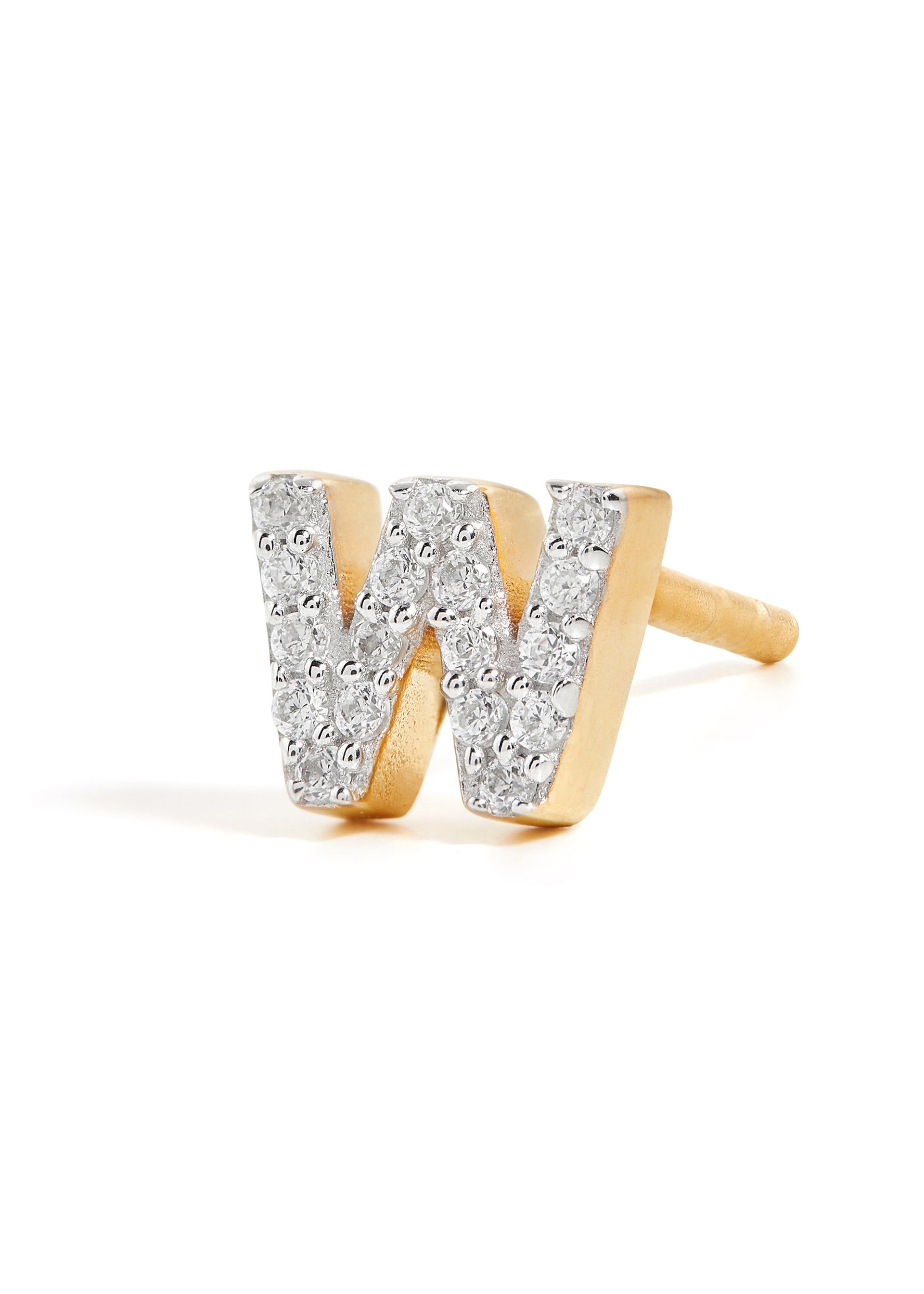 W Initial 18kt gold-plated single stud earring