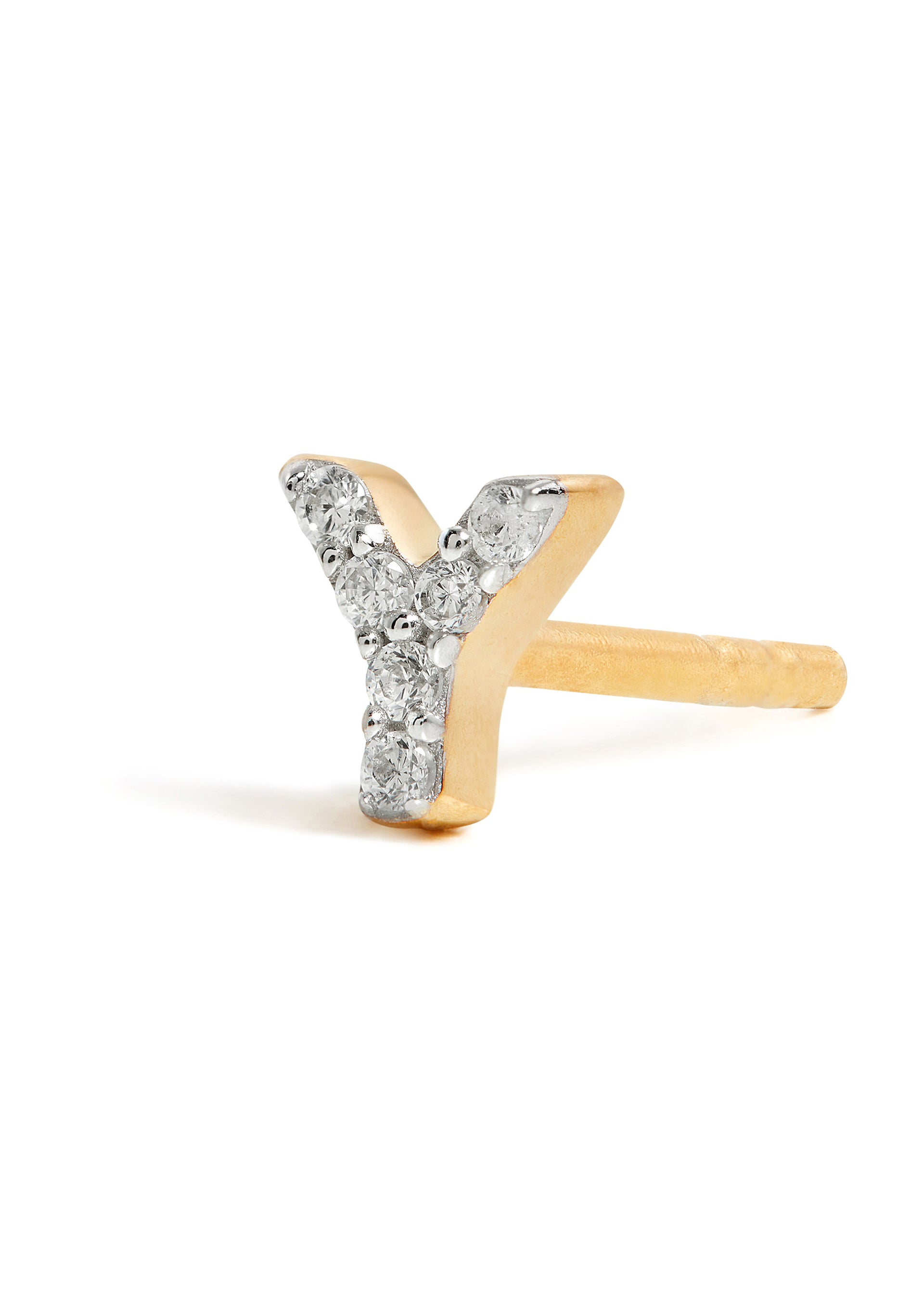 Y Initial 18kt gold-plated single stud earring